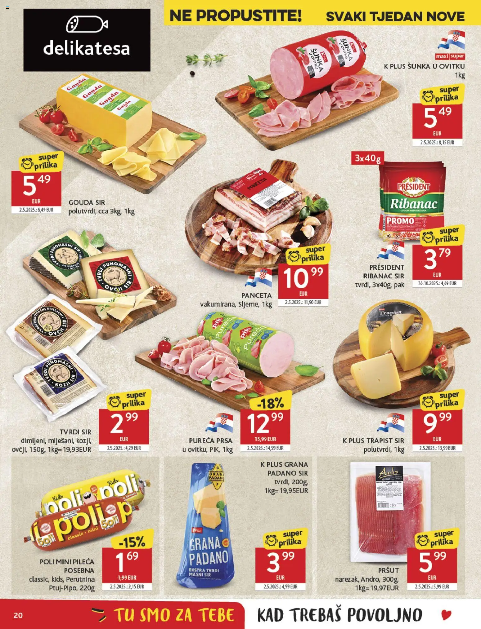 Konzum katalog | vrijedi od 12.11.2025 | Stranica: 20 | Proizvodi: Grana Padano, Trapist, Tvrdi sir, Gouda