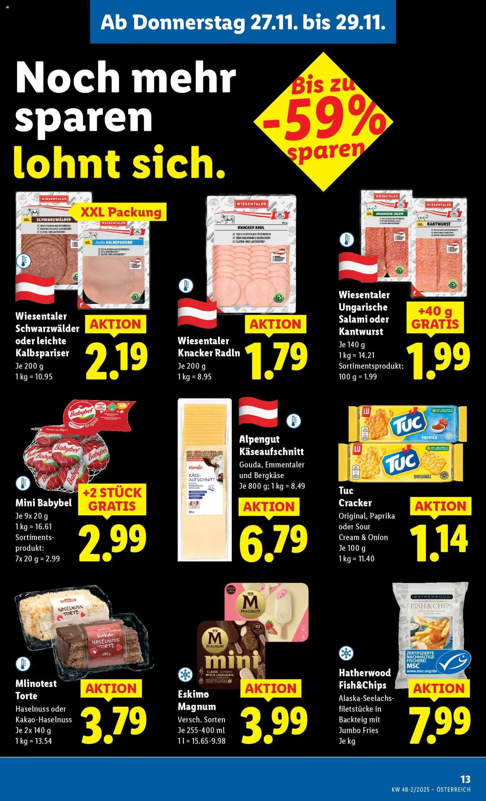 Lidl Flugblatt - Eisenstadt, Ebenfurth, Mattersburg gültig ab 27.11.2025 | Seite: 15 | Produkte: Chips, Käse, Salami