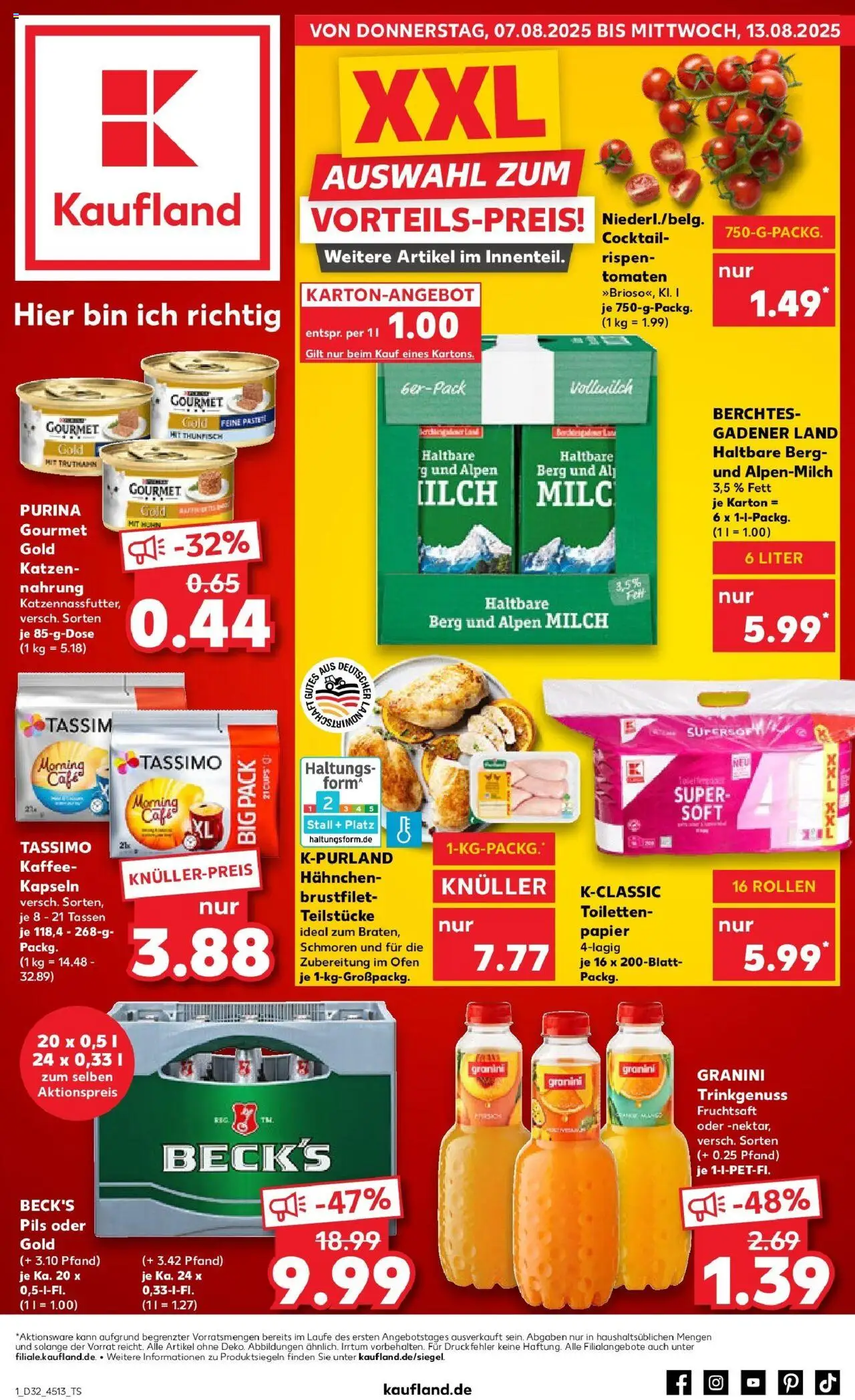 Kaufland prospekt Rheinfelden (Baden)	 - gültig ab dem 07.08.2025 | Seite: 1 | Produkte: Pils, Tomaten, Granini, Purina gourmet gold