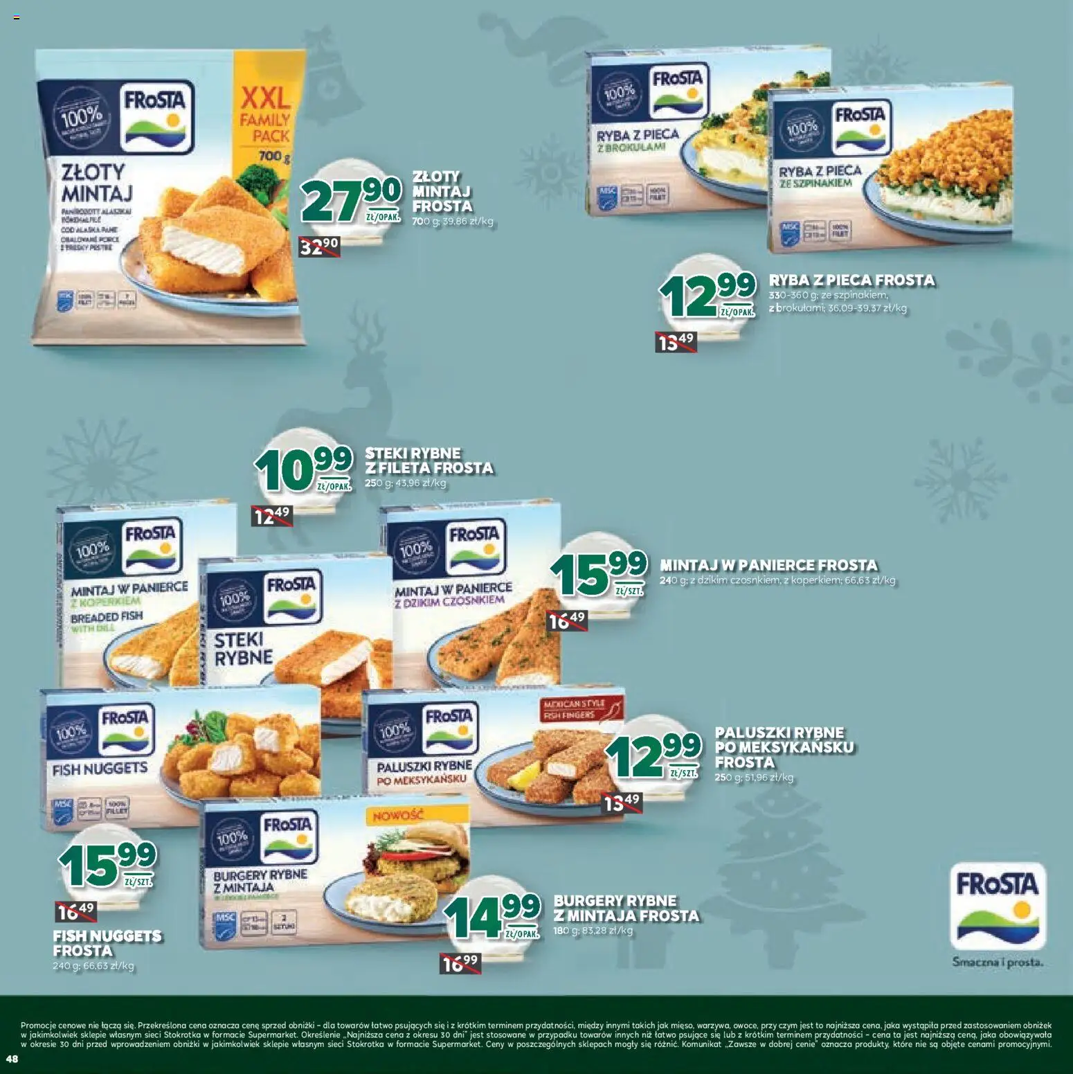 Stokrotka Gazetka - Boże Narodzenie od 11.12.2025 | Strona: 48 | Produkty: Steki, Stokrotka, Mintaj, Ryba