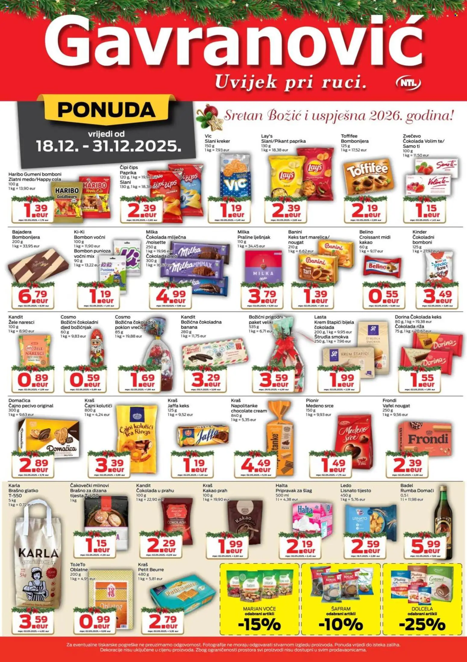 Gavranović katalog | vrijedi od 18.12.2025 | Stranica: 4 | Proizvodi: Čokolada, Riža, Poklon vrećica, Kakao