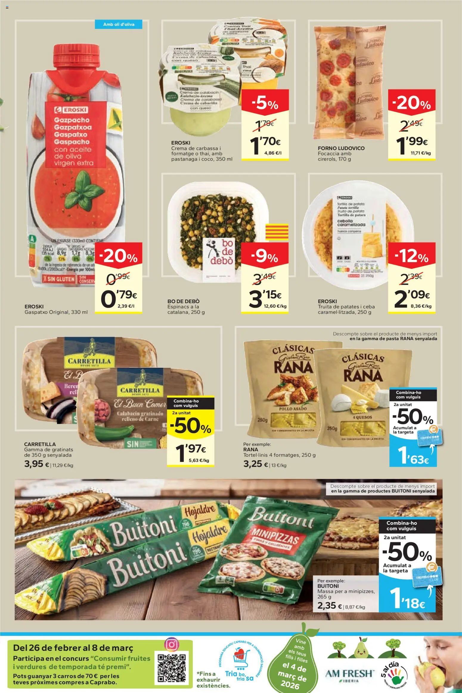 Caprabo folleto │ válido desde el 26.02.2026 | Página: 5 | Productos: Pasta, Crema, Ρυζογκοφρέτα, Gazpacho