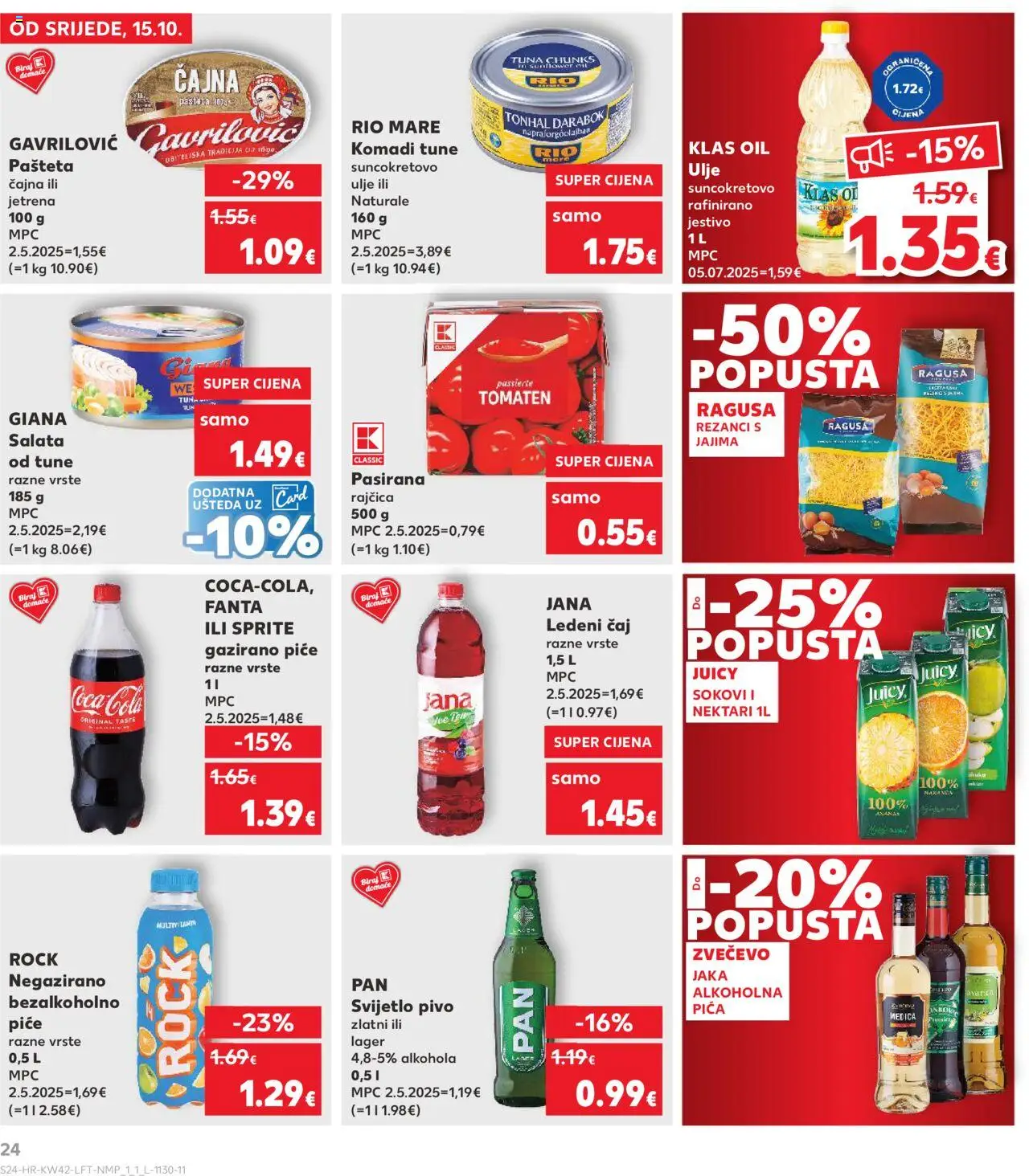 Kaufland katalog | vrijedi od 15.10.2025 | Stranica: 24 | Proizvodi: Rio Mare, Pasirana rajčica, Pan, Rajčica