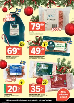 Coop X:-TRA - erbjudanden - Förhandsvisning av reklamblad från butik Coop X:-TRA aktuell från 15.12.2025 | Sida: 3 | Produkter: Köttbullar, Blandfärs, Kalkon, Nötkött
