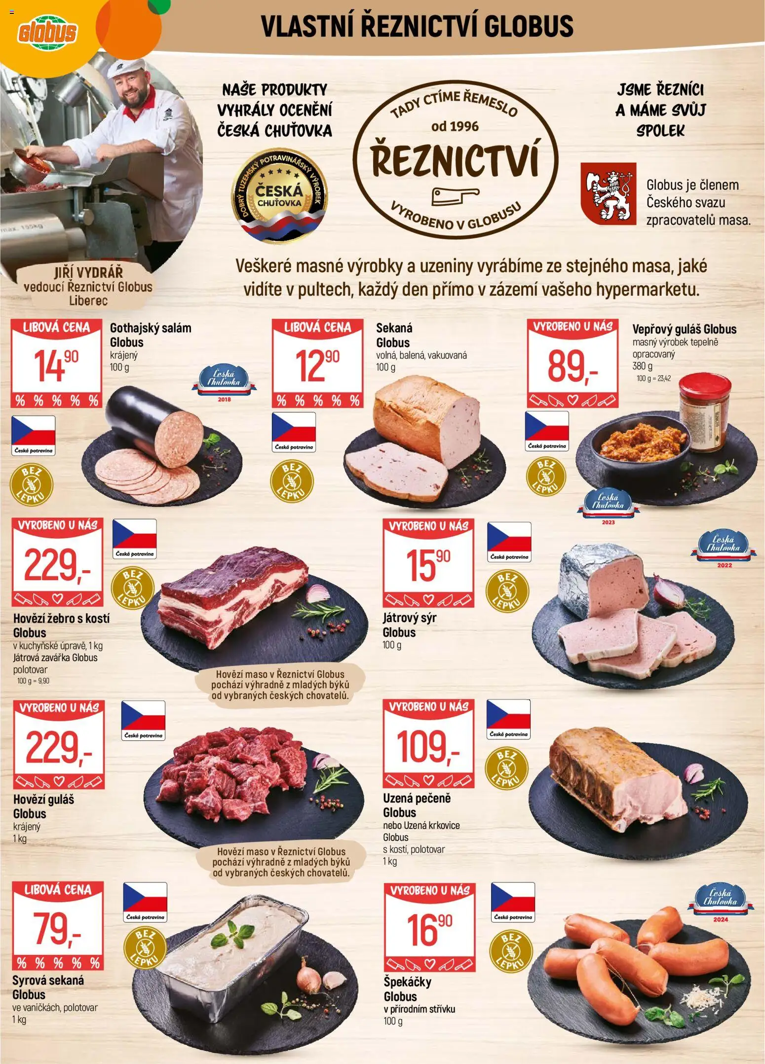 Globus leták - Liberec od 25.02.2026 | Strana: 6 | Produkty: Globus, Salám, Guláš, Uzená krkovice