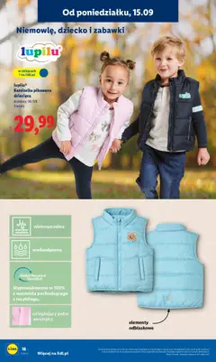 lupilu® Kamizelka pikowana dziecięca, Kamizelka pikowana dziecięca, rozmiary: 98-128, 3 wzory od 15.09.2025 | Strona: 20 | Produkty: Kamizelka