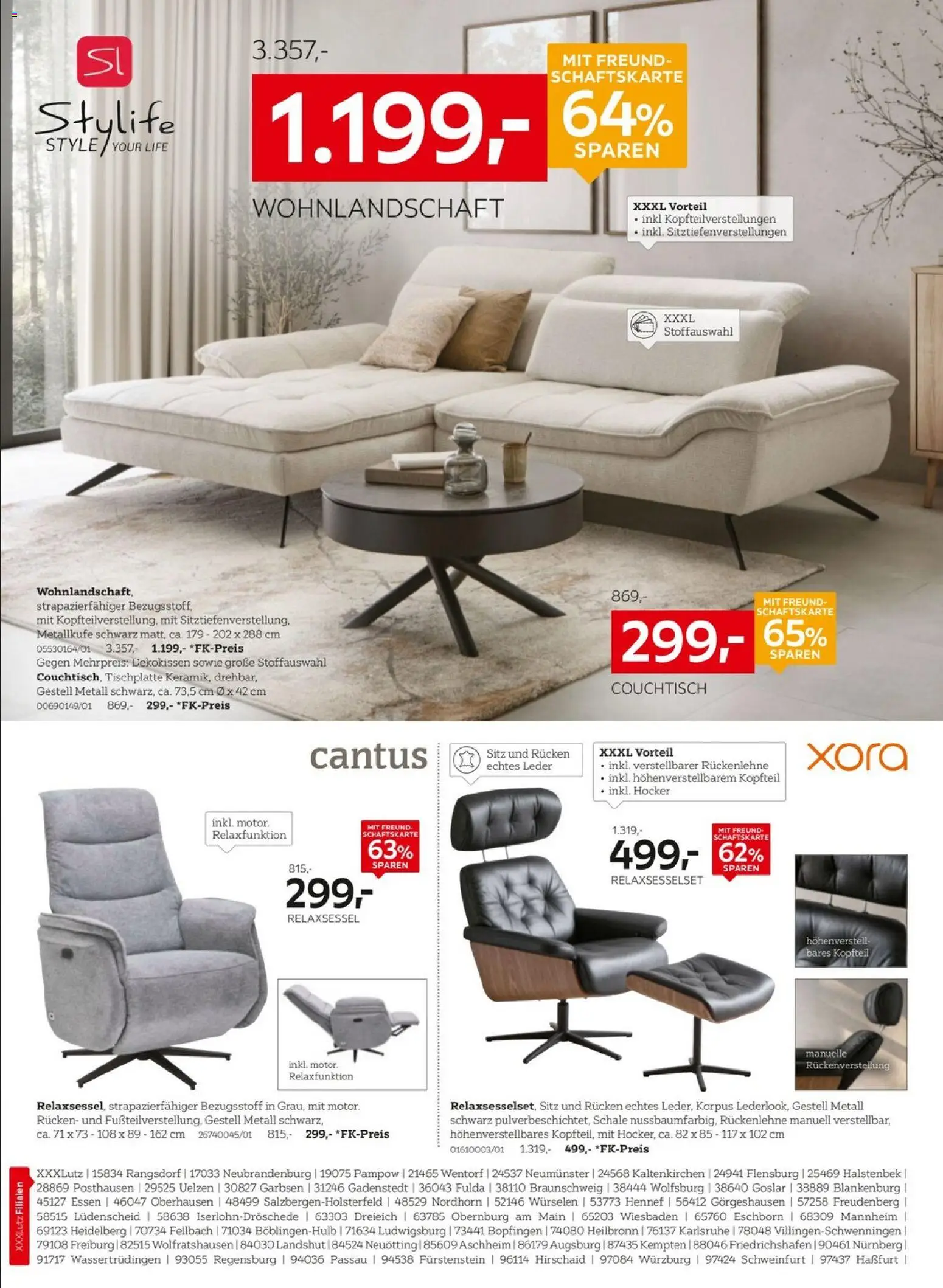 XXXLutz Nr. 1 beim Preis – gültig ab 04.04.2026 | Seite: 2 | Produkte: Wohnlandschaft, Hocker, Relaxsessel, Couchtisch