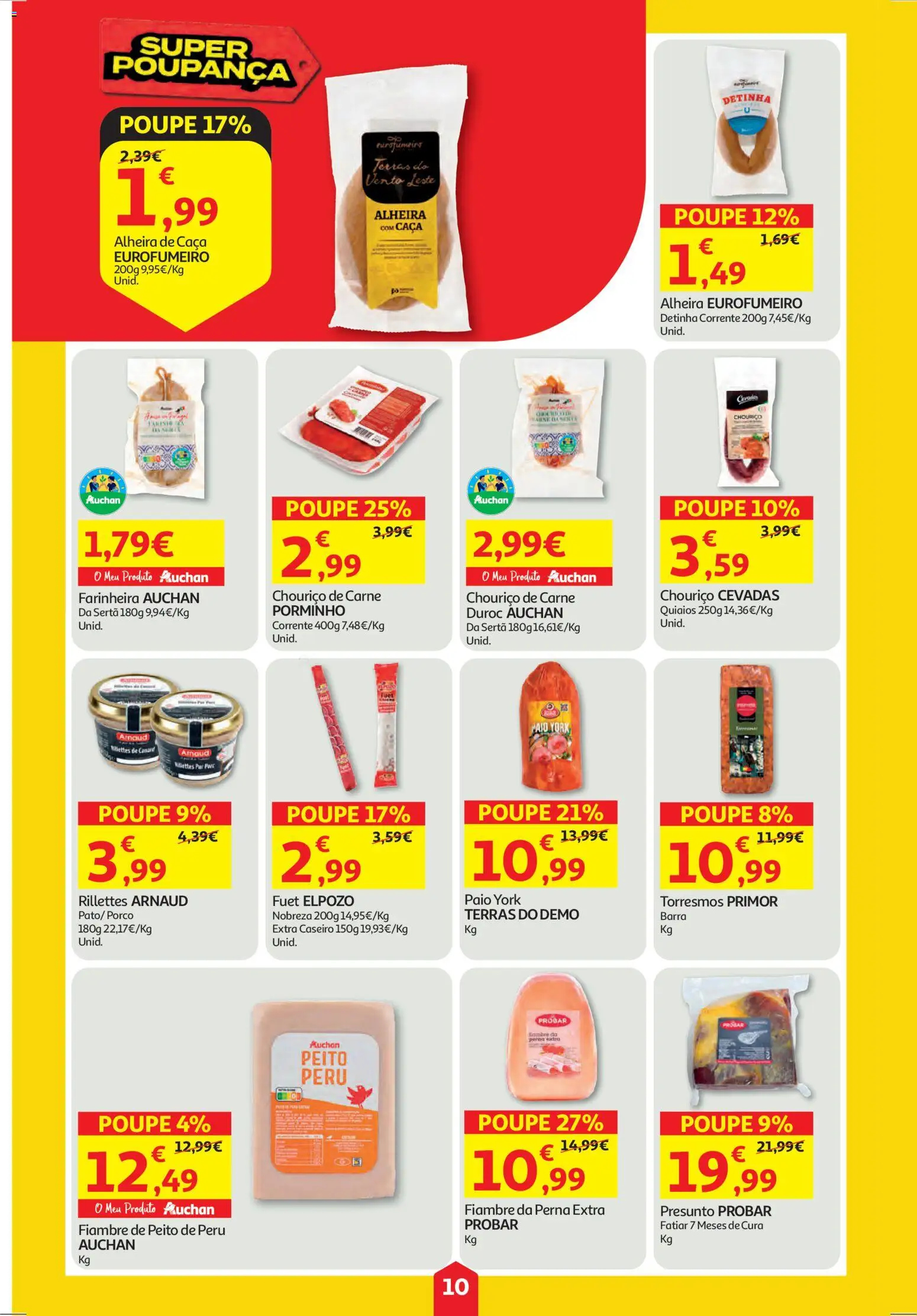 Auchan folheto │ válido de 30.10.2025 | Página: 10 | Produtos: Peito de peru, Presunto, Carne, Alheira