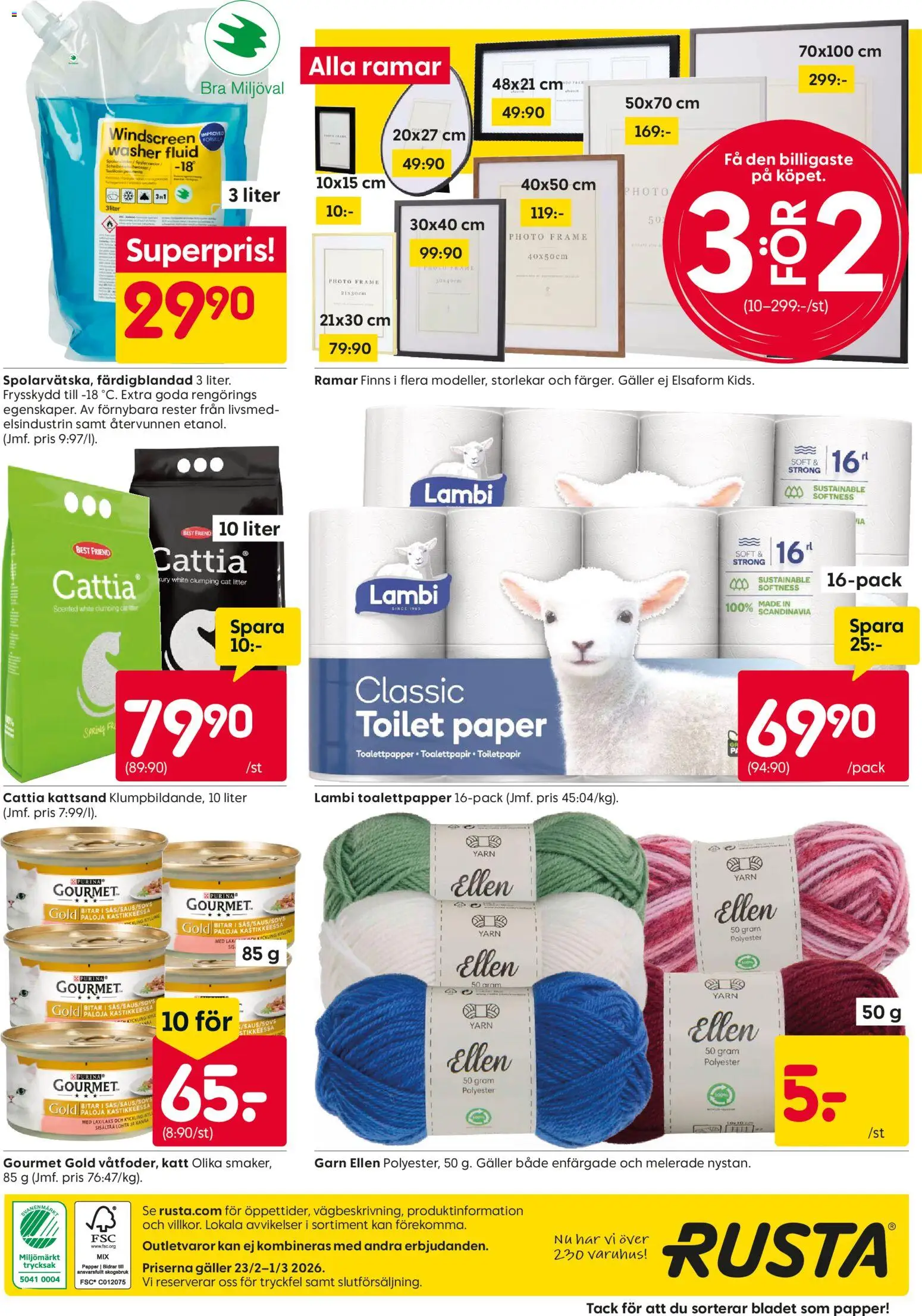Rusta reklamblad aktuell från 23.02.2026 | Sida: 16 | Produkter: Toalettpapper, Galler, Papper