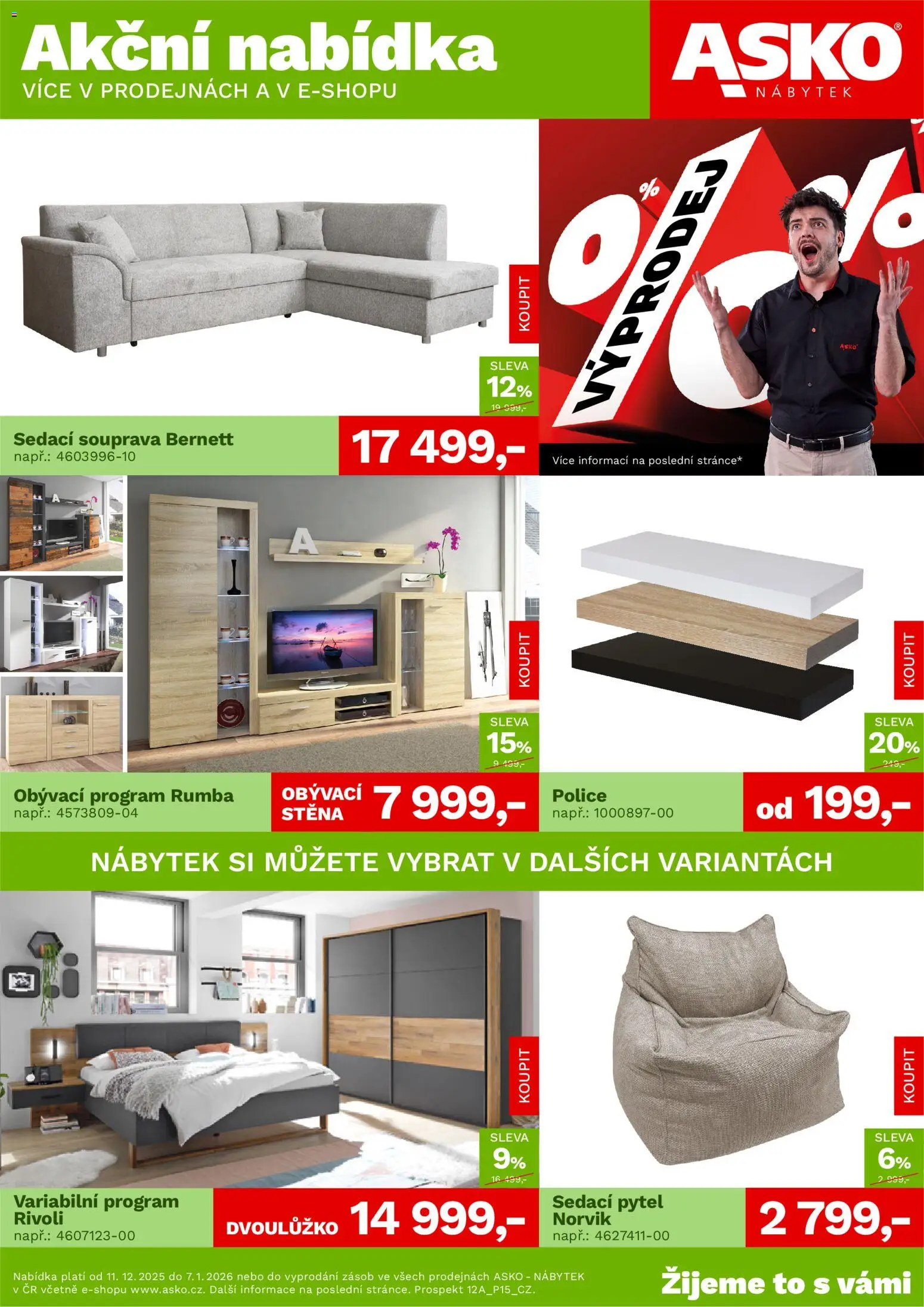 ASKO nábytek leták od 11.12.2025 | Strana: 1 | Produkty: Sedací souprava, Sedací pytel, Nábytek, Police