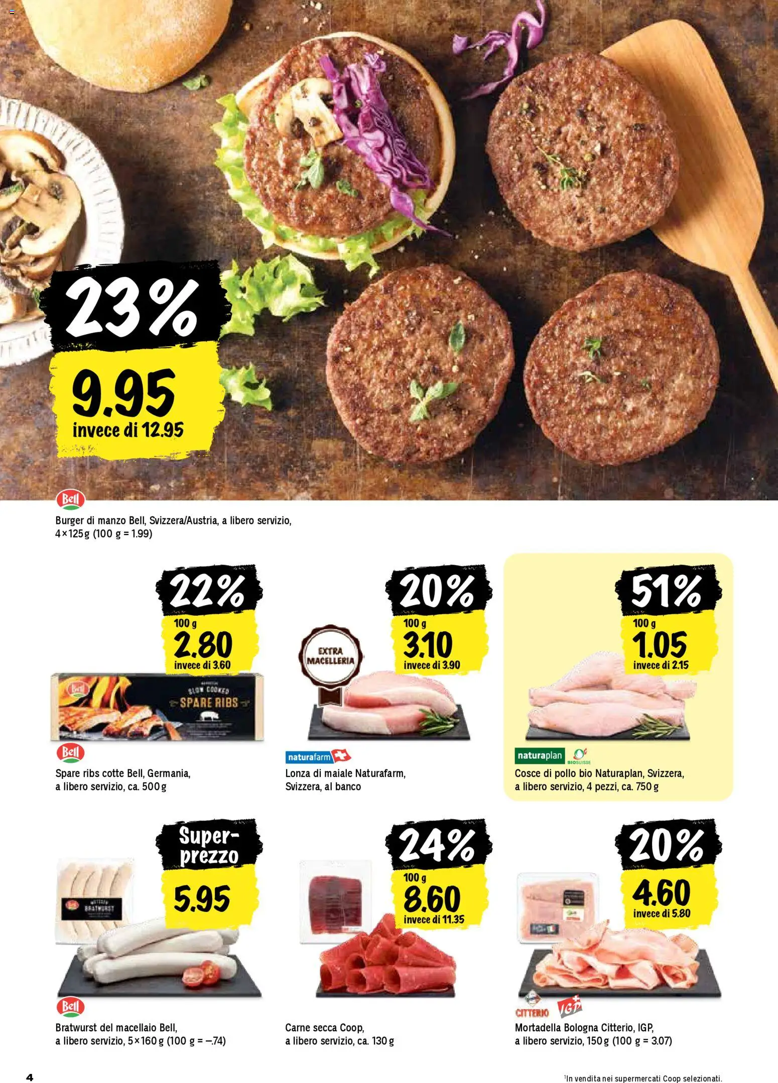 Coop - Una settimana di azioni – gültig ab 30.10.2025 | Seite: 4 | Produkte: Spare Ribs, Burger