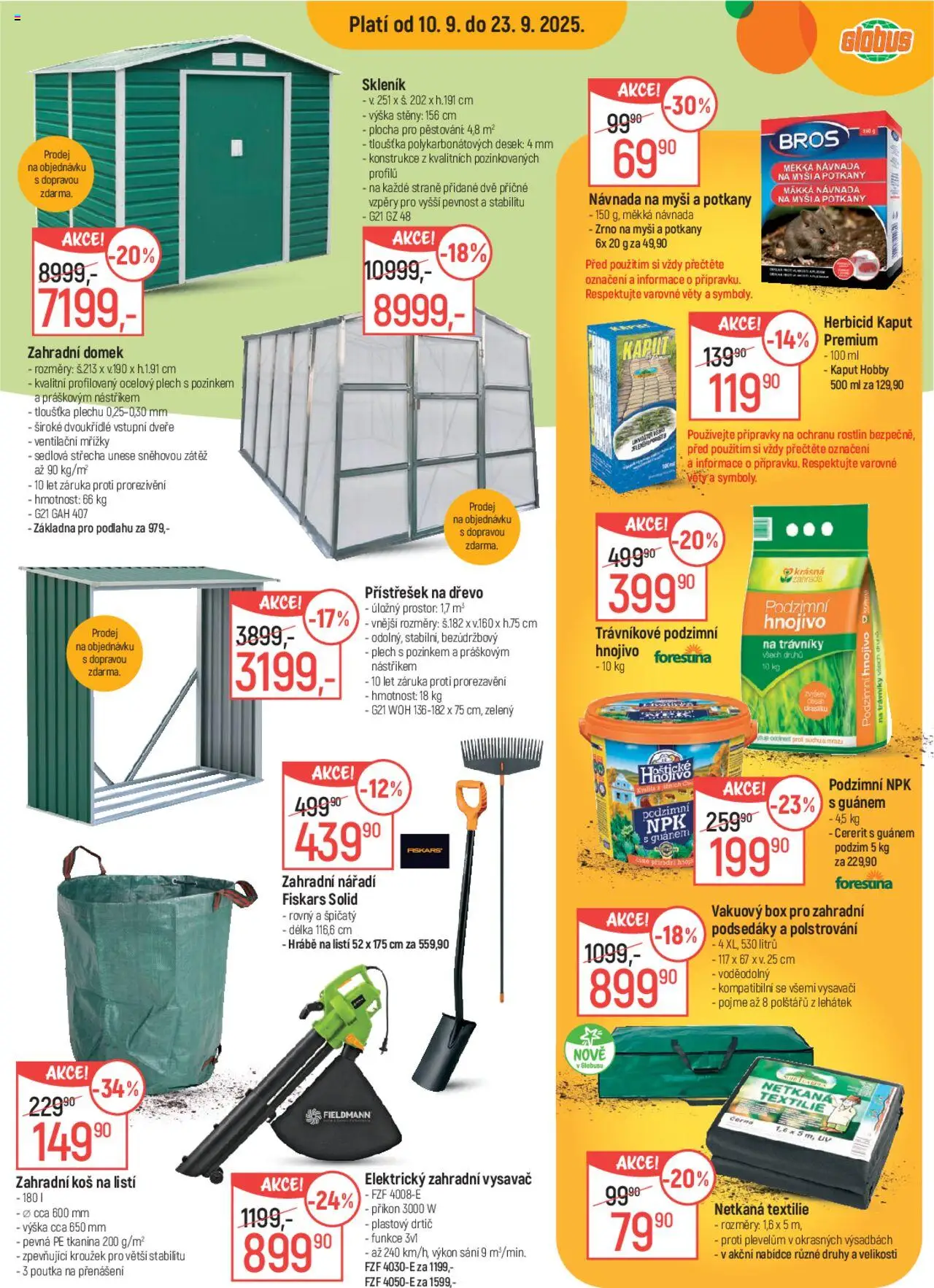 Globus leták od 10.09.2025 | Strana: 13 | Produkty: Fiskars, Zahradní domek, Vysavač, Hnojivo