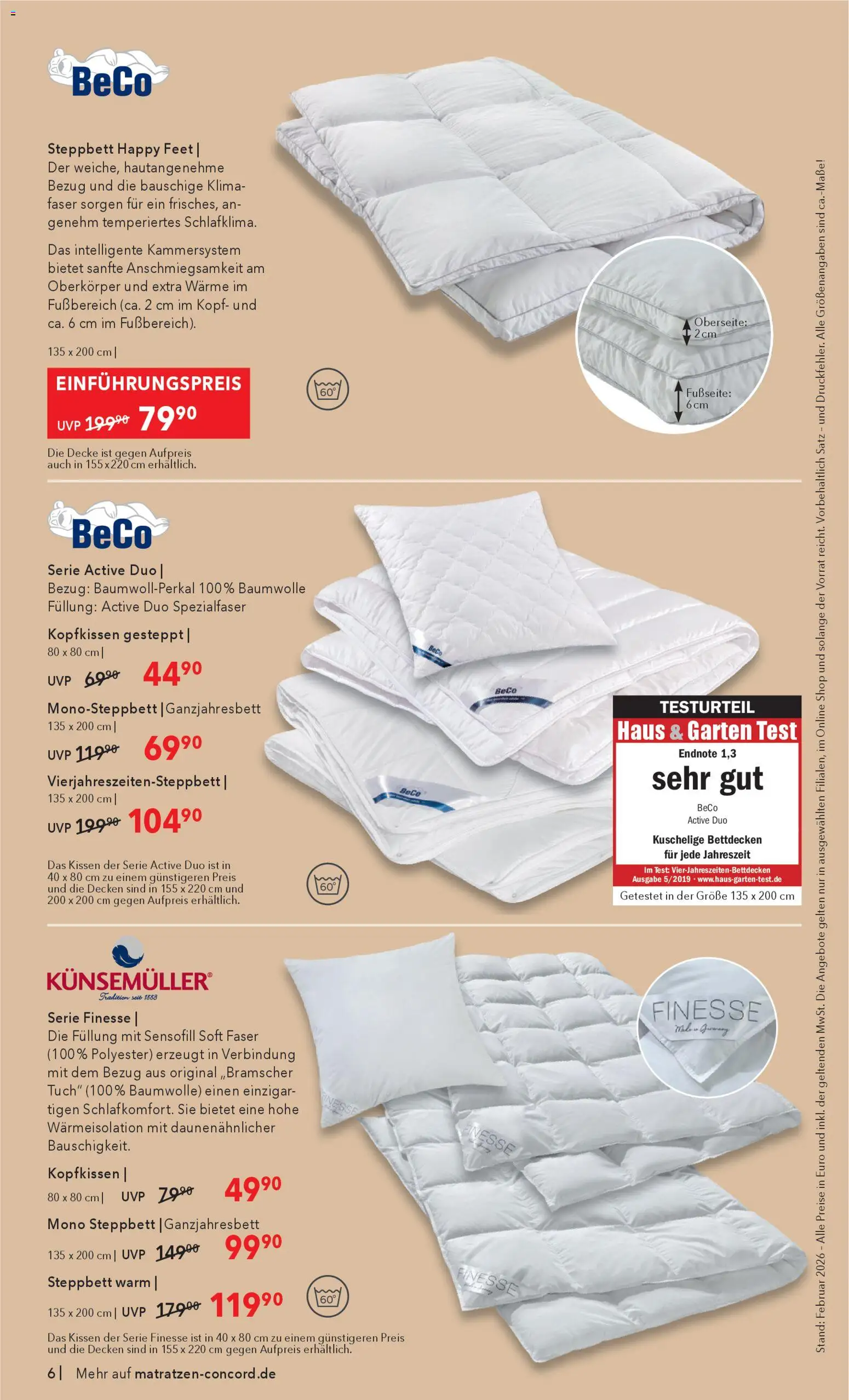 Matratzen Concord Prospekt – gültig ab 25.02.2026 | Seite: 6 | Produkte: Kissen, Decke, Kopfkissen