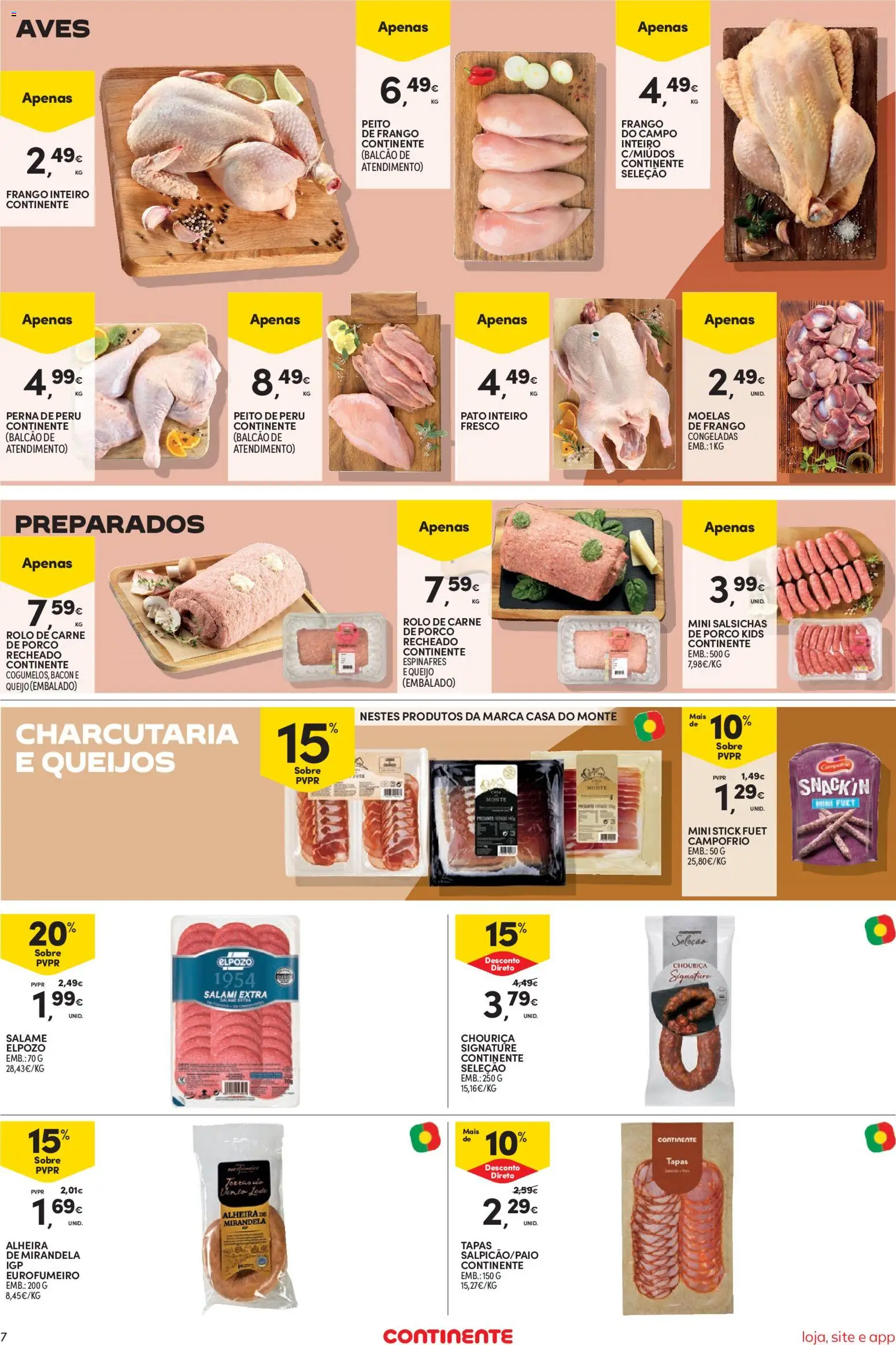 Continente Semanal Continente Bom Dia │ válido de 28.10.2025 | Página: 7 | Produtos: Espinafres, Bacon, Peito de frango, Peru