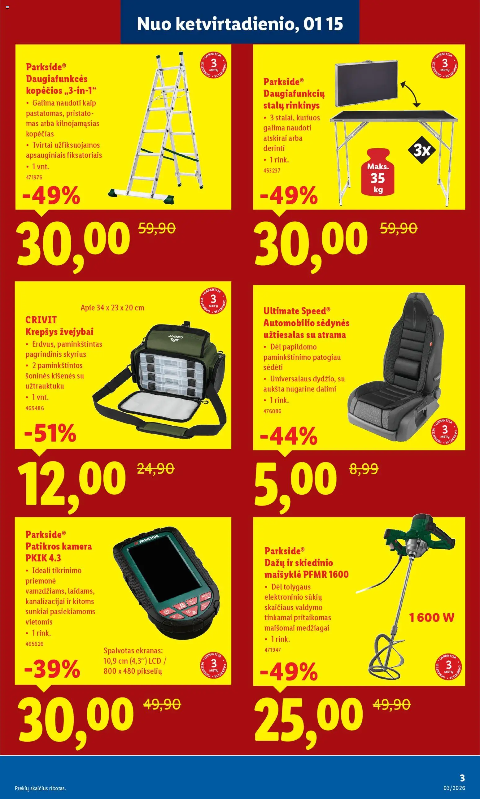 LIDL akcijos nuo 15.01.2026 | Puslapis: 3 | Prekių: Kamera, Krepšys, Užtiesalas