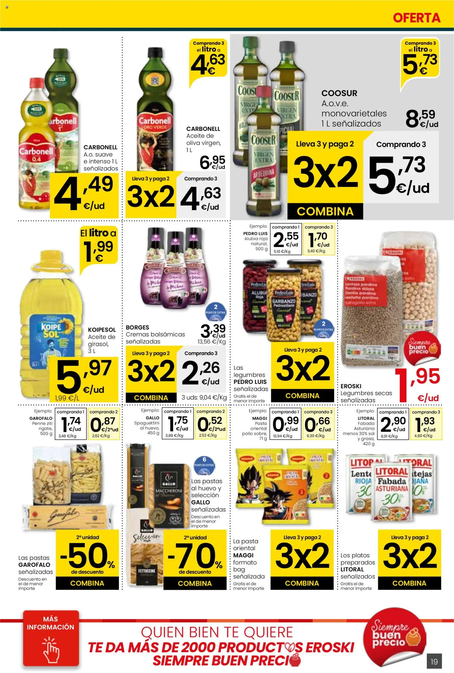 Eroski - Viste tu cesta de primavera  │ válido desde el 12.03.2026 | Página: 19 | Productos: Aceite, Pasta, Té, Aceite de oliva