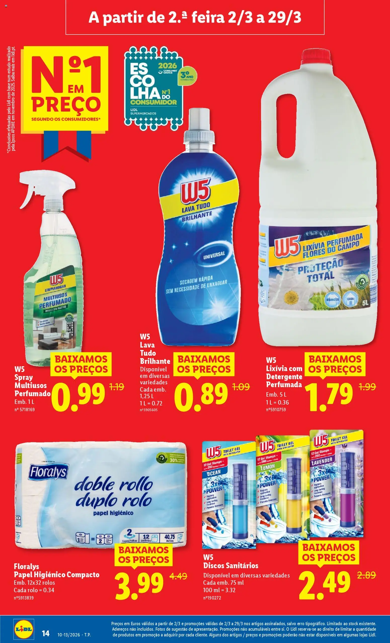 Lidl folheto │ válido de 02.03.2026 | Página: 14 | Produtos: Papel higiénico, Flores, Base, Detergente