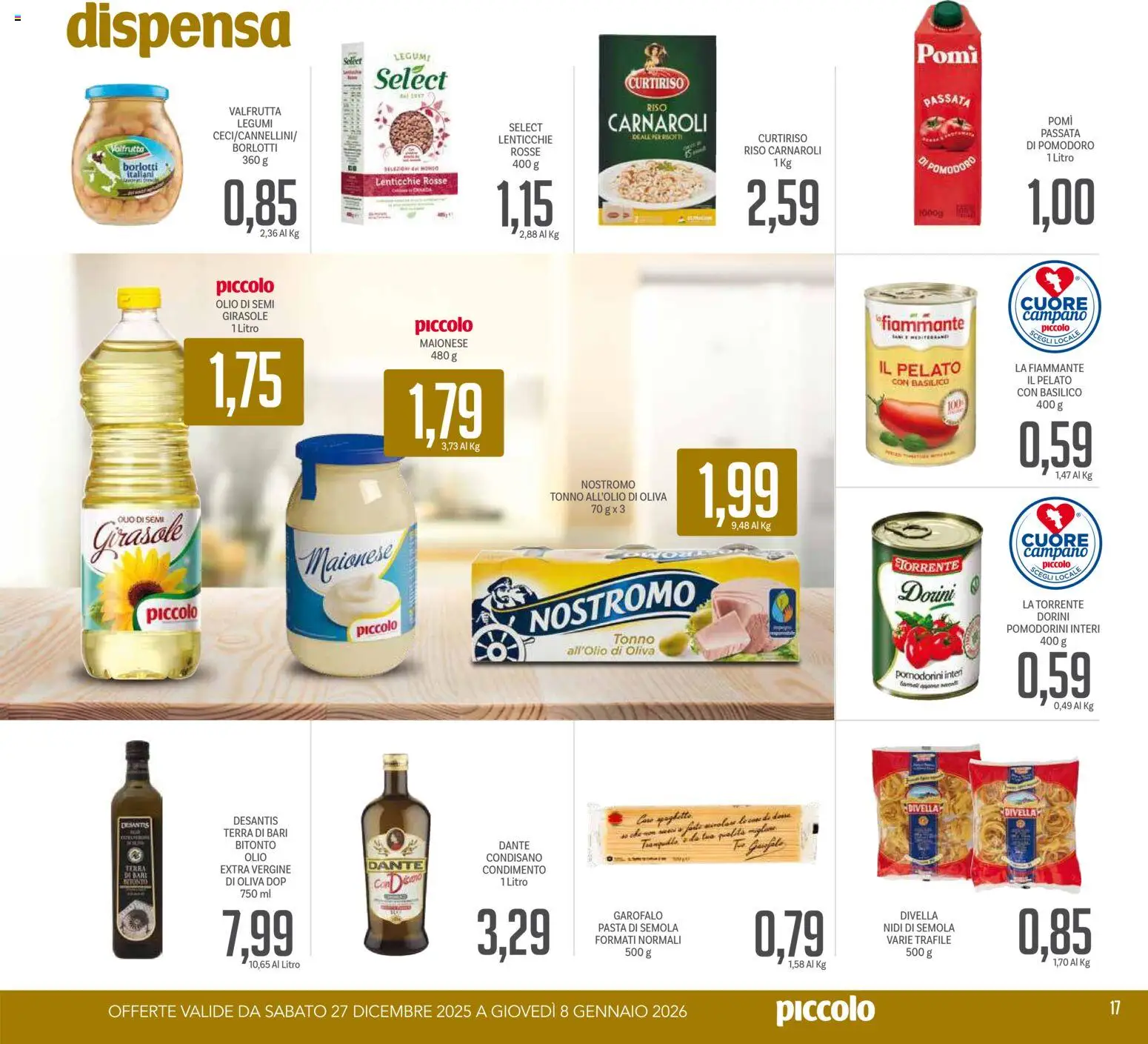 Volantino Piccolo del 27.12.2025 | Pagina: 17 | Prodotti: Lenticchie, Pomodoro, Basilico, Terra