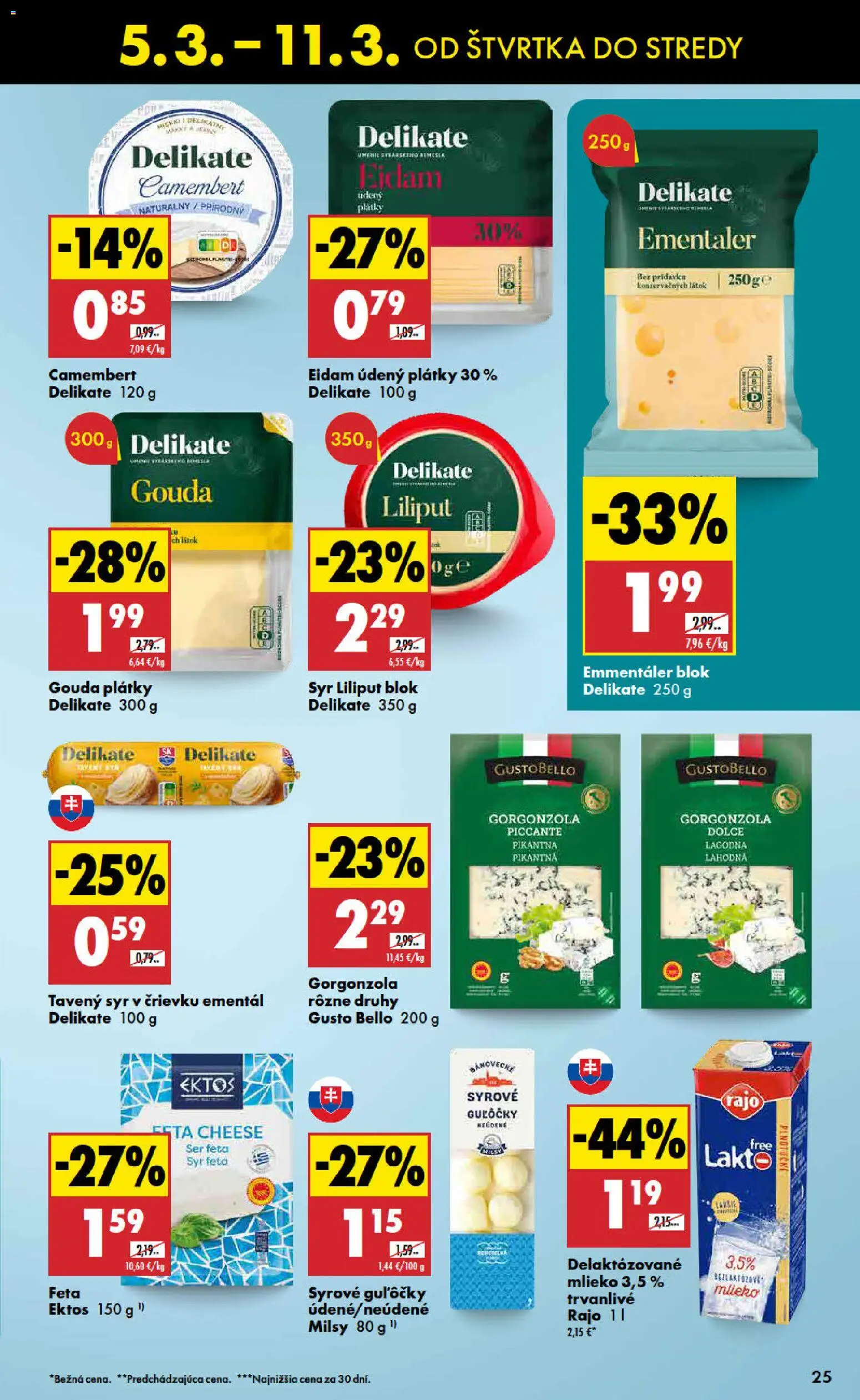 Nové Biedronka akcie – leták je platný od 05.03.2026 | Strana: 25 | Produkty: Syr, Gouda, Feta, Trvanlivé mlieko