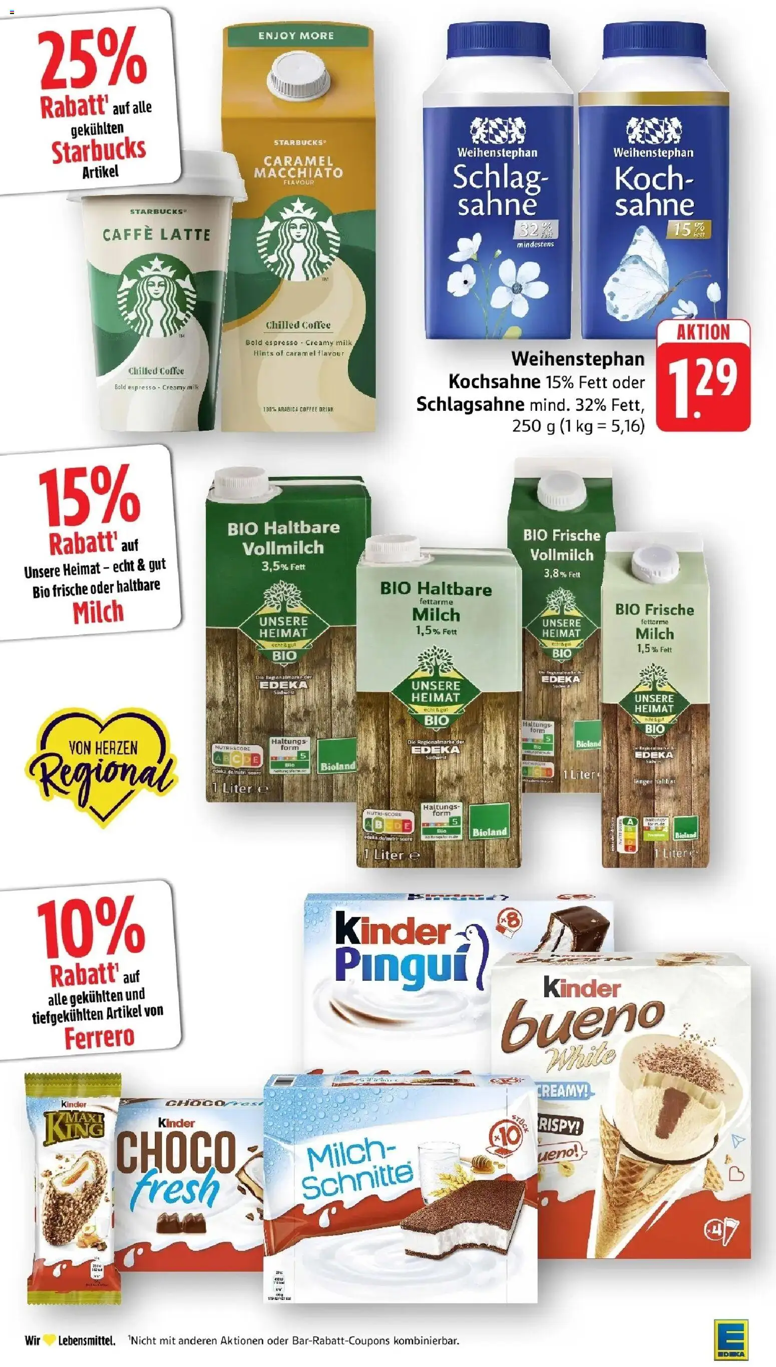 Edeka prospekt Ottersweier	 – gültig ab 19.04.2026 | Seite: 22 | Produkte: Milch, Starbucks, Kinder bueno, Sahne