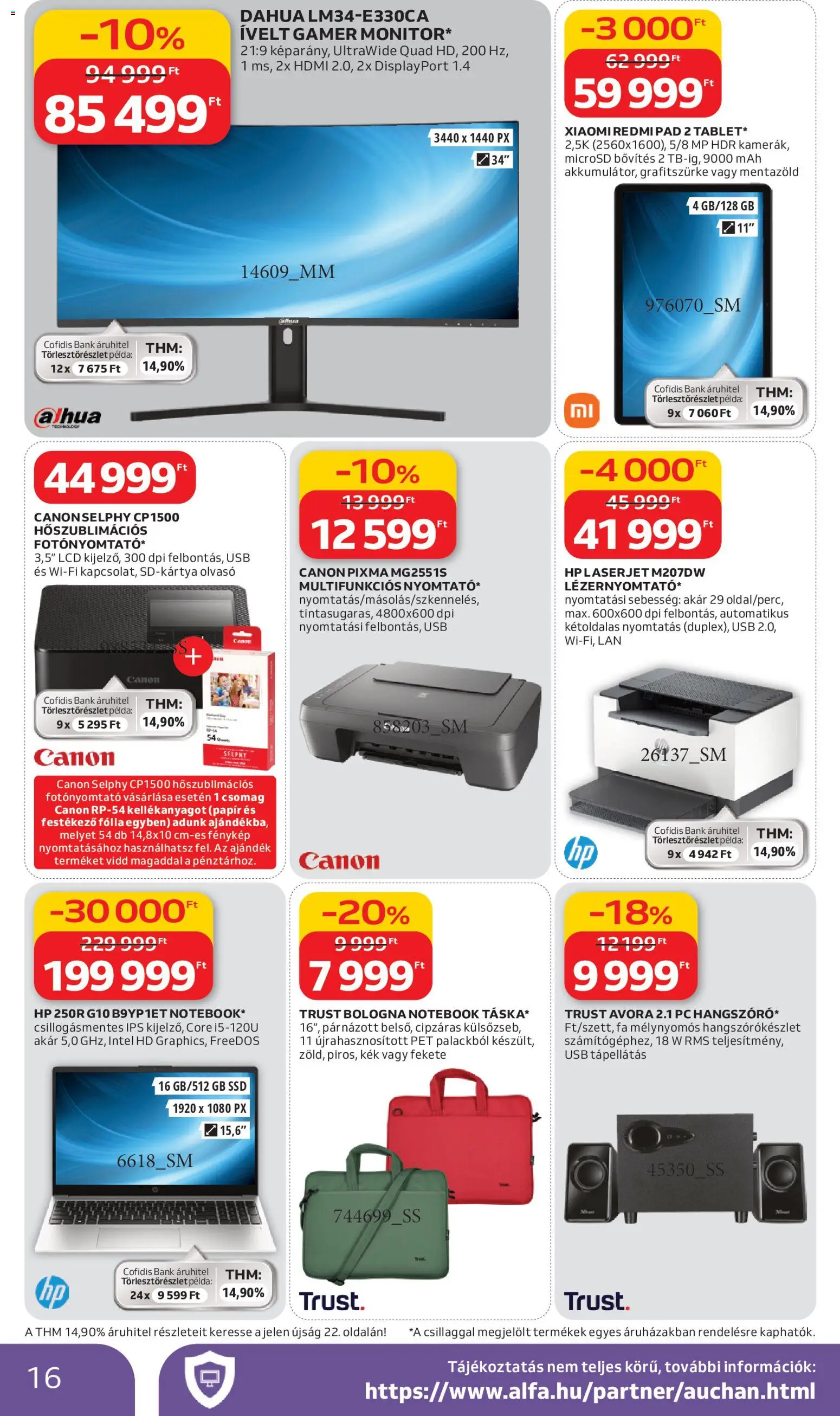 Auchan akciós ujság - amely érvényes a következő dátumtól: 05.03.2026 | Oldal: 16 | Termékek: SSD, PC, USB, Xiaomi