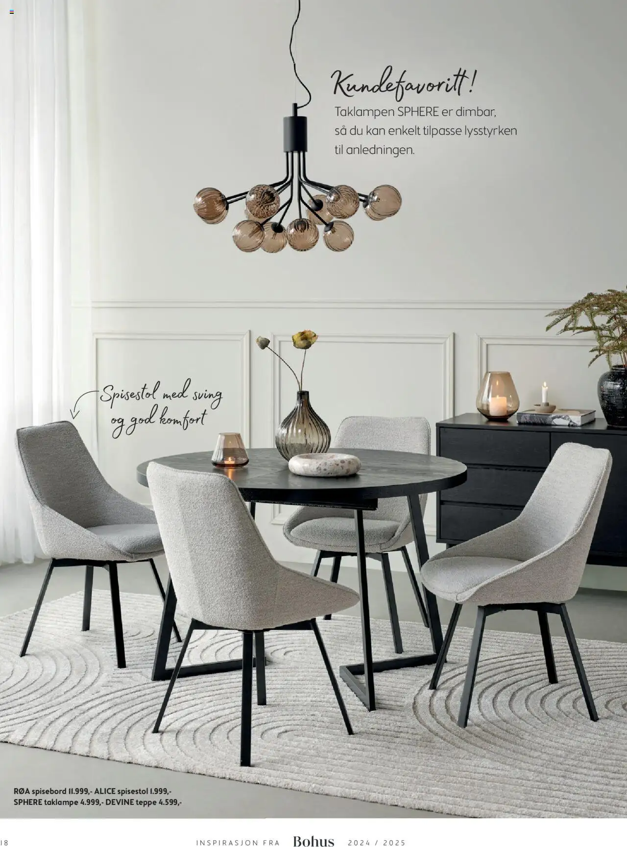  | Side: 18 | Produkter: Taklampe, Spisebord, Spisestol, Teppe