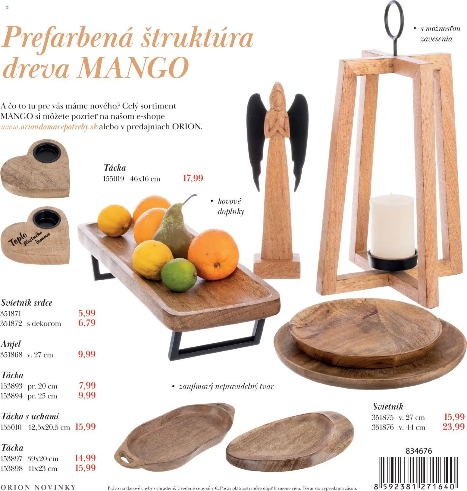 Nové Orion akcie – leták je platný od 12.01.2026 | Strana: 6 | Produkty: Svietnik, Mango