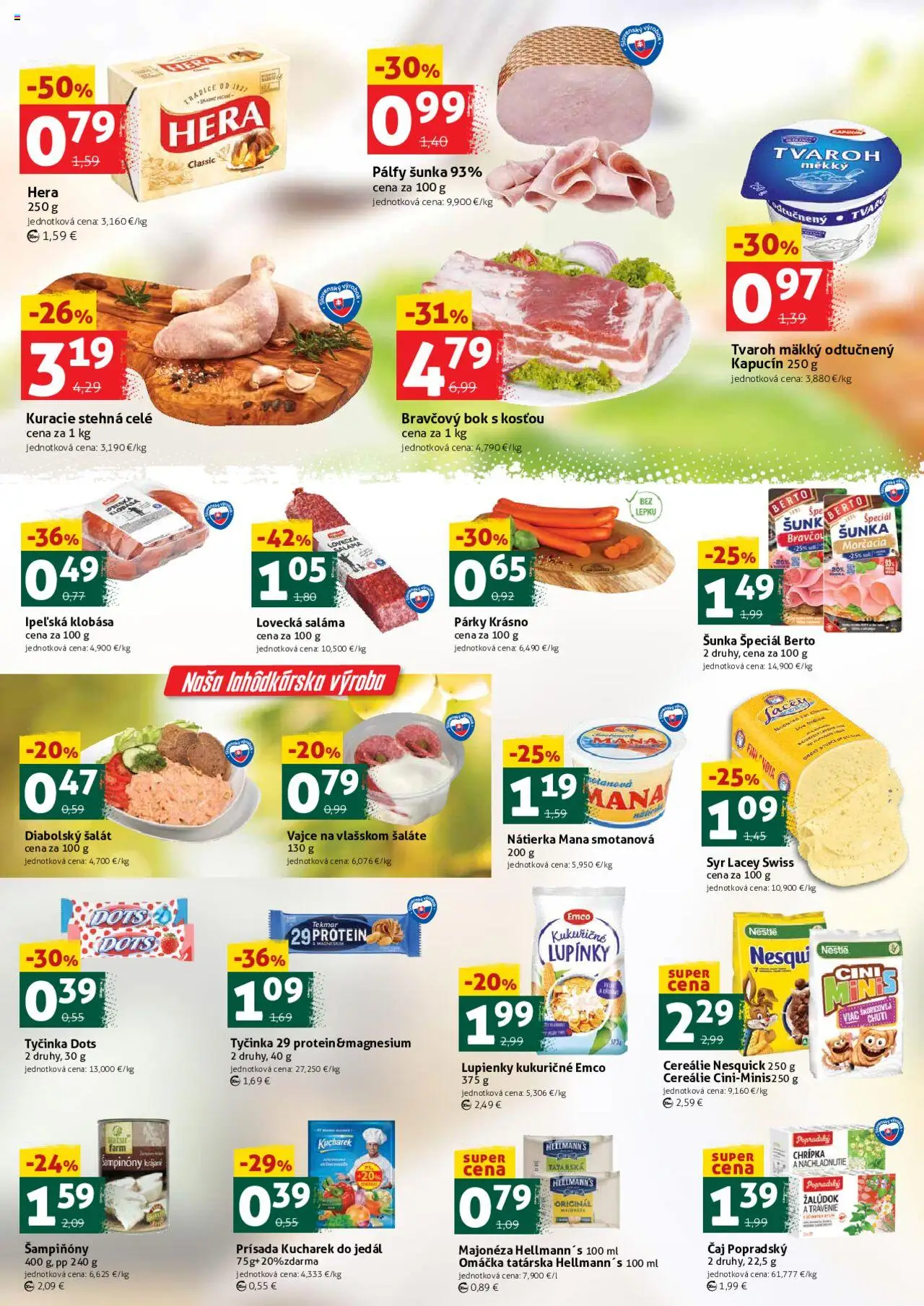 Nové COOP Jednota akcie – leták je platný od 24.10.2025 | Strana: 2 | Produkty: Šunka, Protein, Tvaroh, Šalát