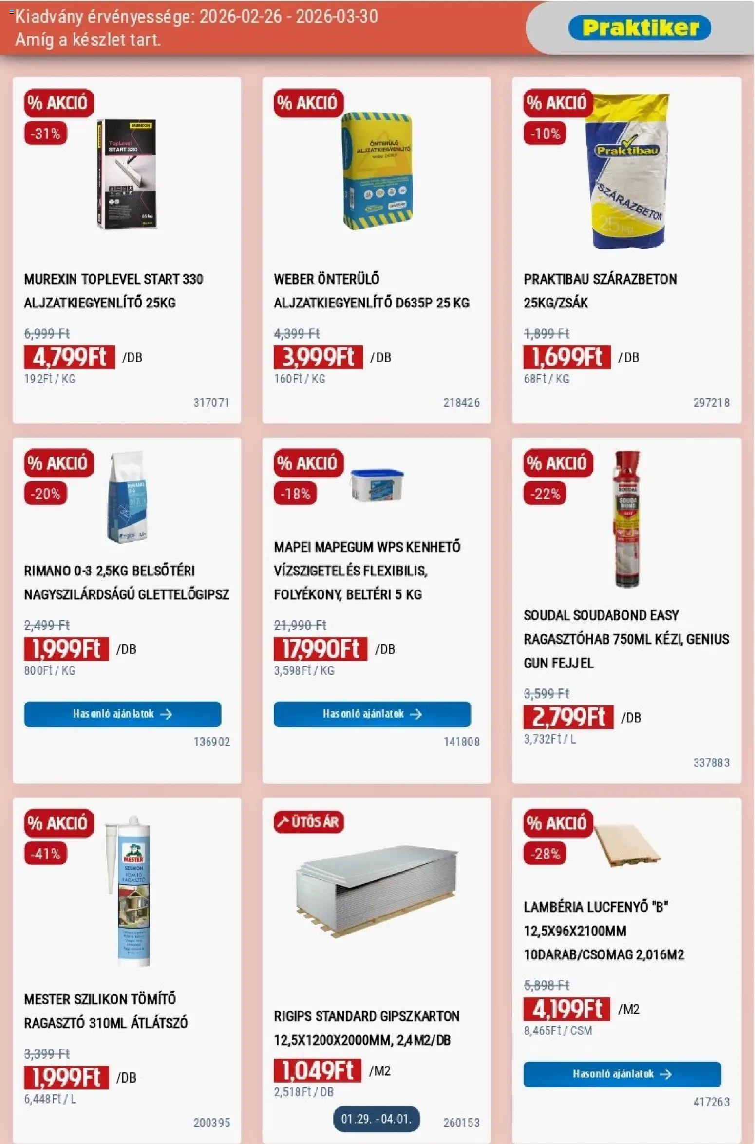 Praktiker akciós ujság - amely érvényes a következő dátumtól: 26.02.2026 | Oldal: 7 | Termékek: Ragasztó, Gipszkarton