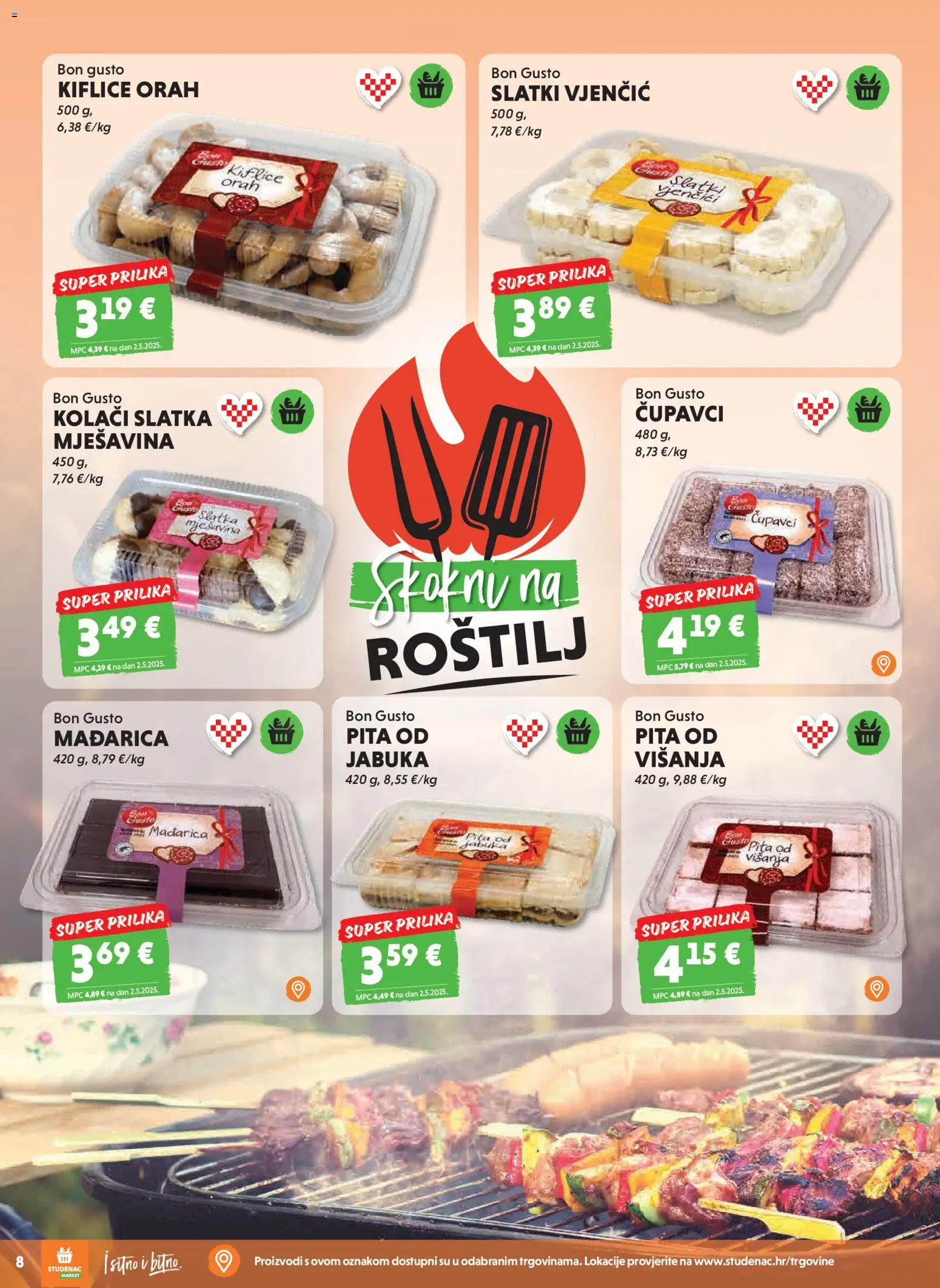 Studenac katalog | vrijedi od 29.04.2026 | Stranica: 8 | Proizvodi: Kiflice, Pita, Jabuka, Orah