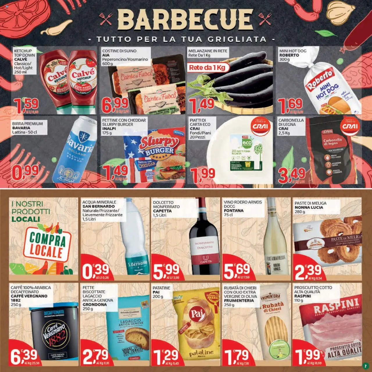 Volantino CRAI del 07.08.2025 | Pagina: 7 | Prodotti: Birra, Patatine, Top, Melanzane