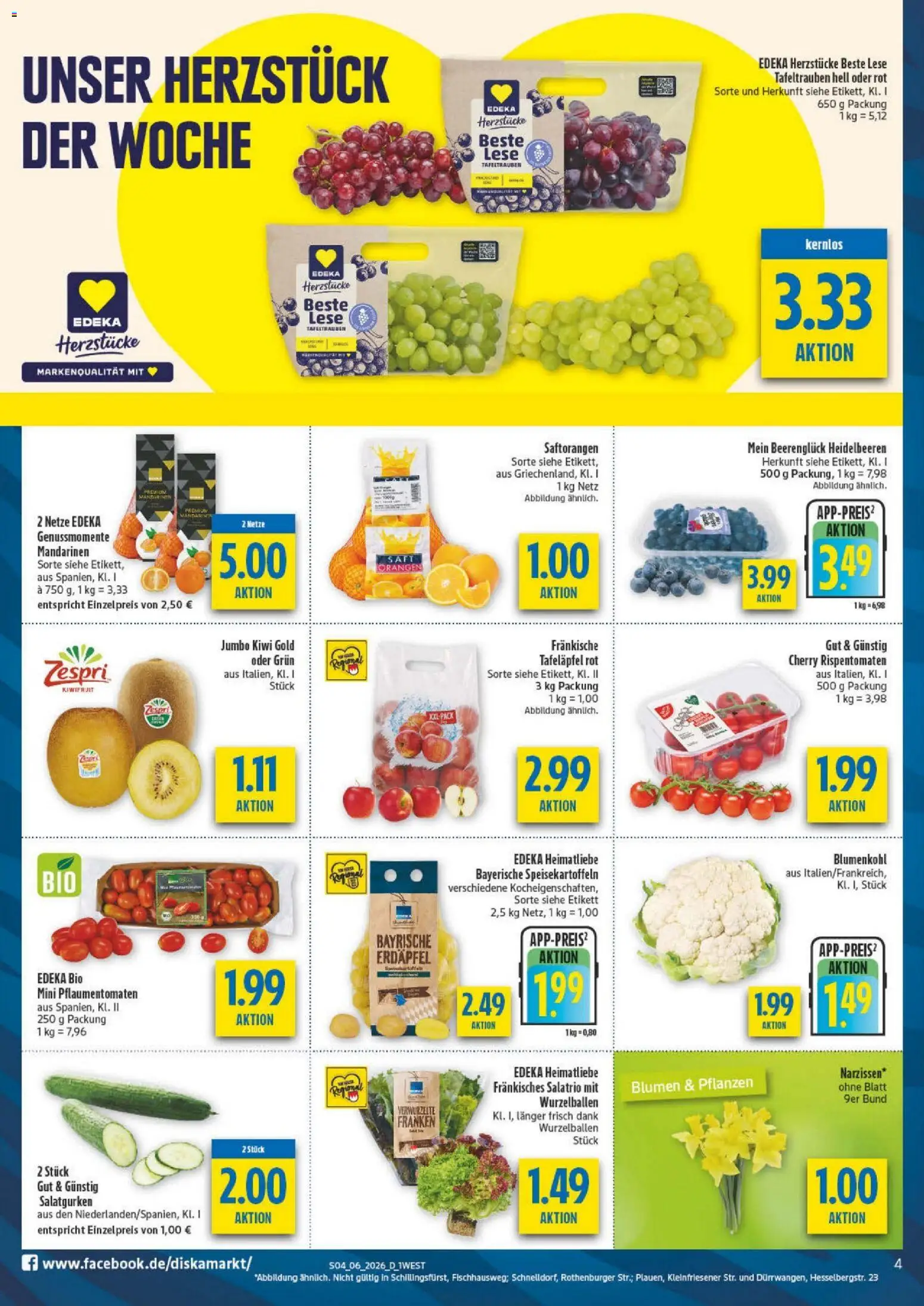 Diska - Diska Angebote Bayern KW06 – gültig ab 02.02.2026 | Seite: 4 | Produkte: Mandarinen, Orangen, Blumenkohl, Saft