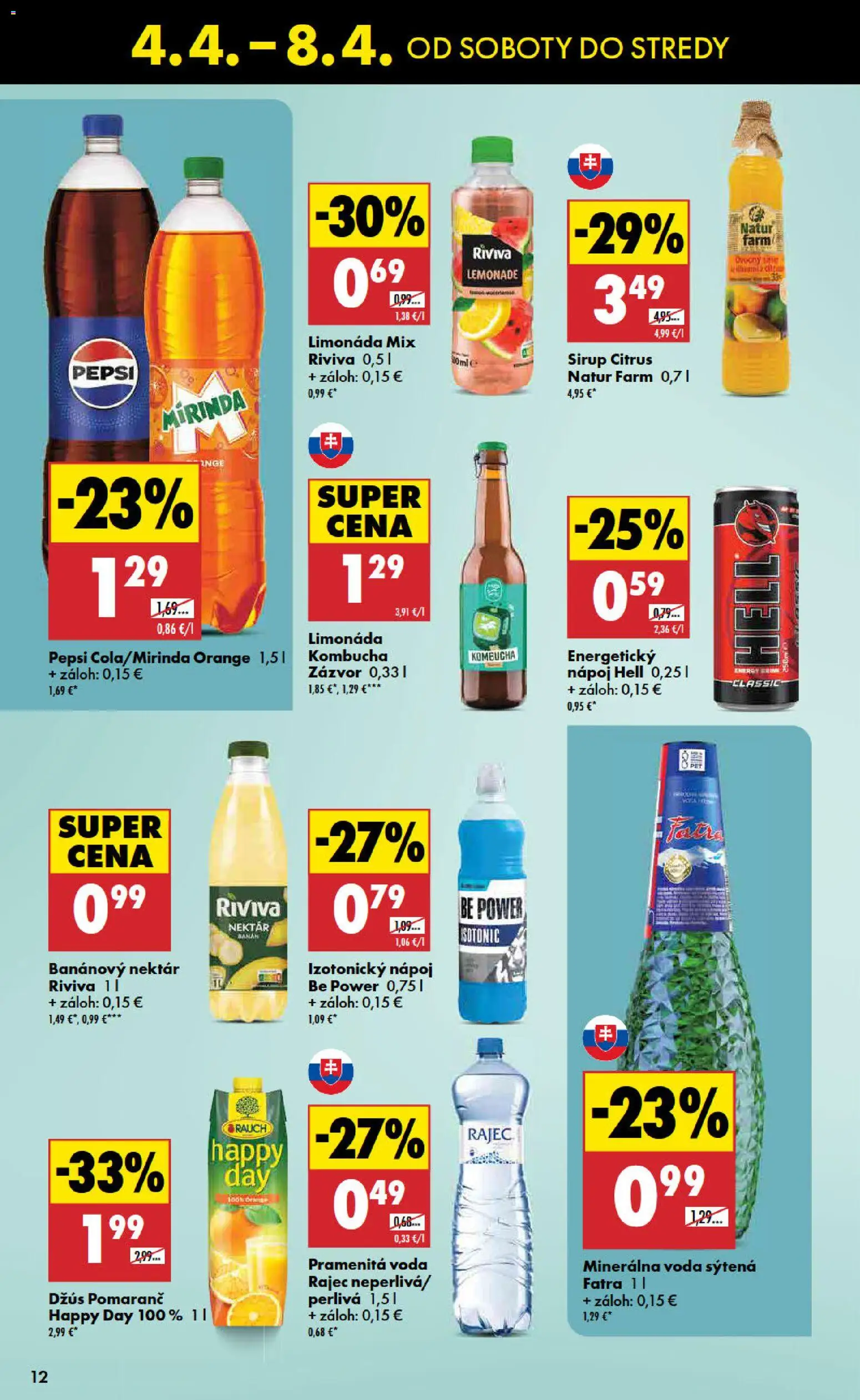 Nové Biedronka akcie – leták je platný od 04.04.2026 | Strana: 12 | Produkty: Zázvor, Voda, Fatra, Energetický nápoj