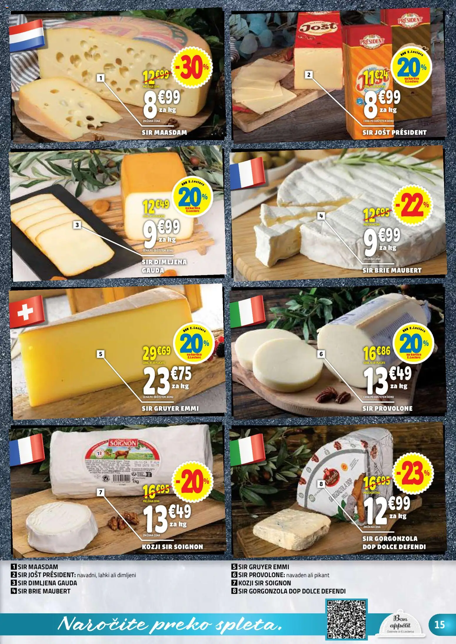 Novi E.leclerc katalog ponudbe – veljaven od 22.04.2026 | Stran: 15 | Izdelki: Gauda, Sir