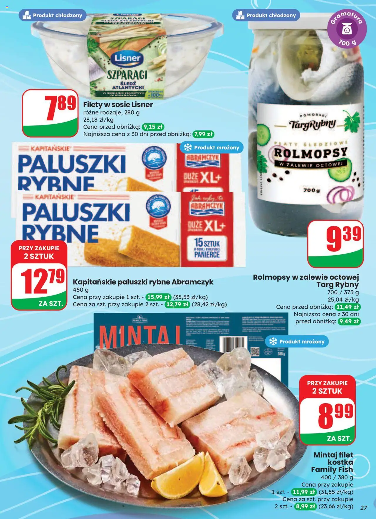 Dino Gazetka od 20.08.2025 | Strona: 27 | Produkty: Paluszki rybne, Mintaj, Szparagi, Paluszki