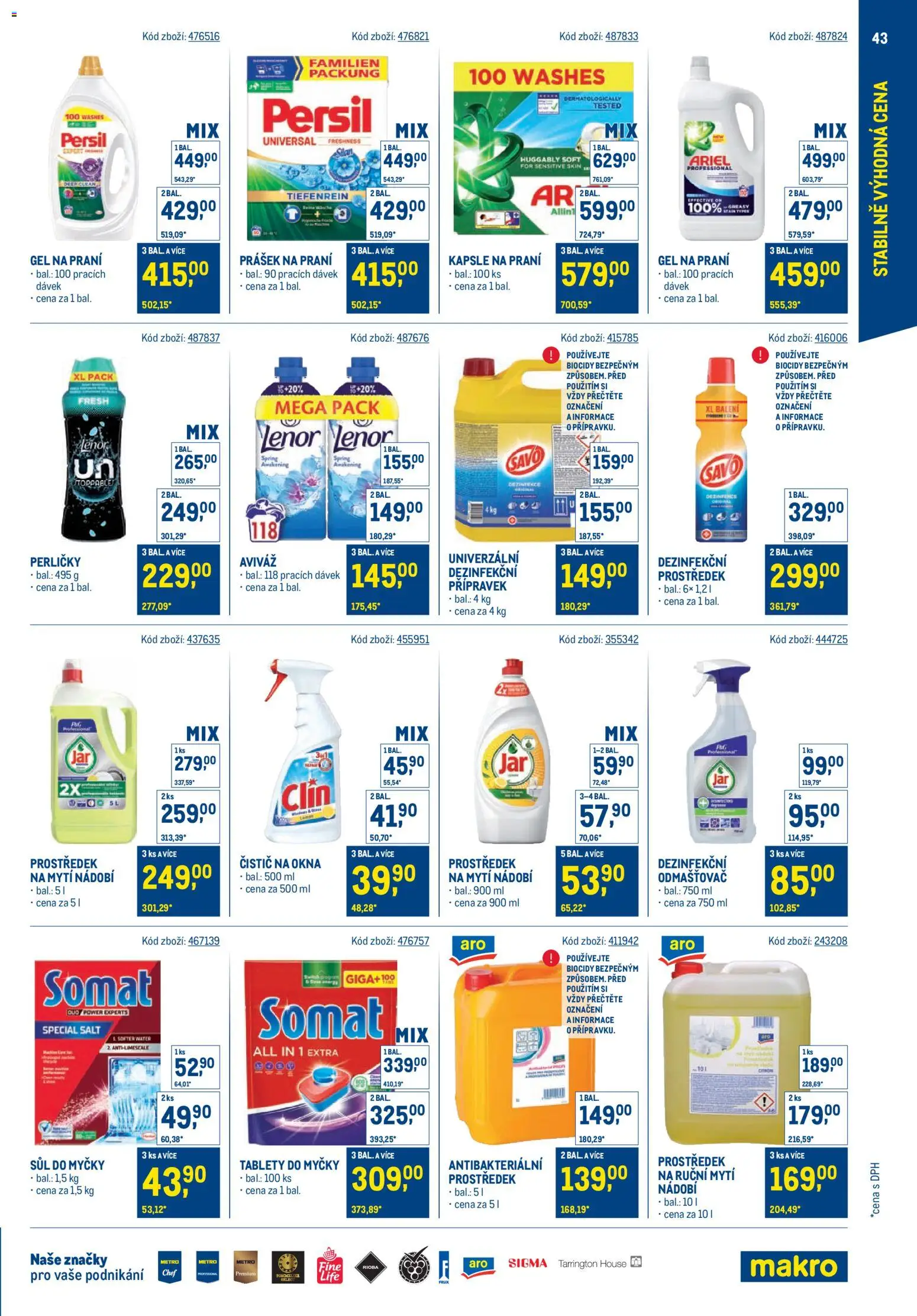 Makro leták - Stabilně výhodná cena od 19.11.2025 | Strana: 43 | Produkty: Aviváž, Tablety do myčky, Persil, Odmašťovač