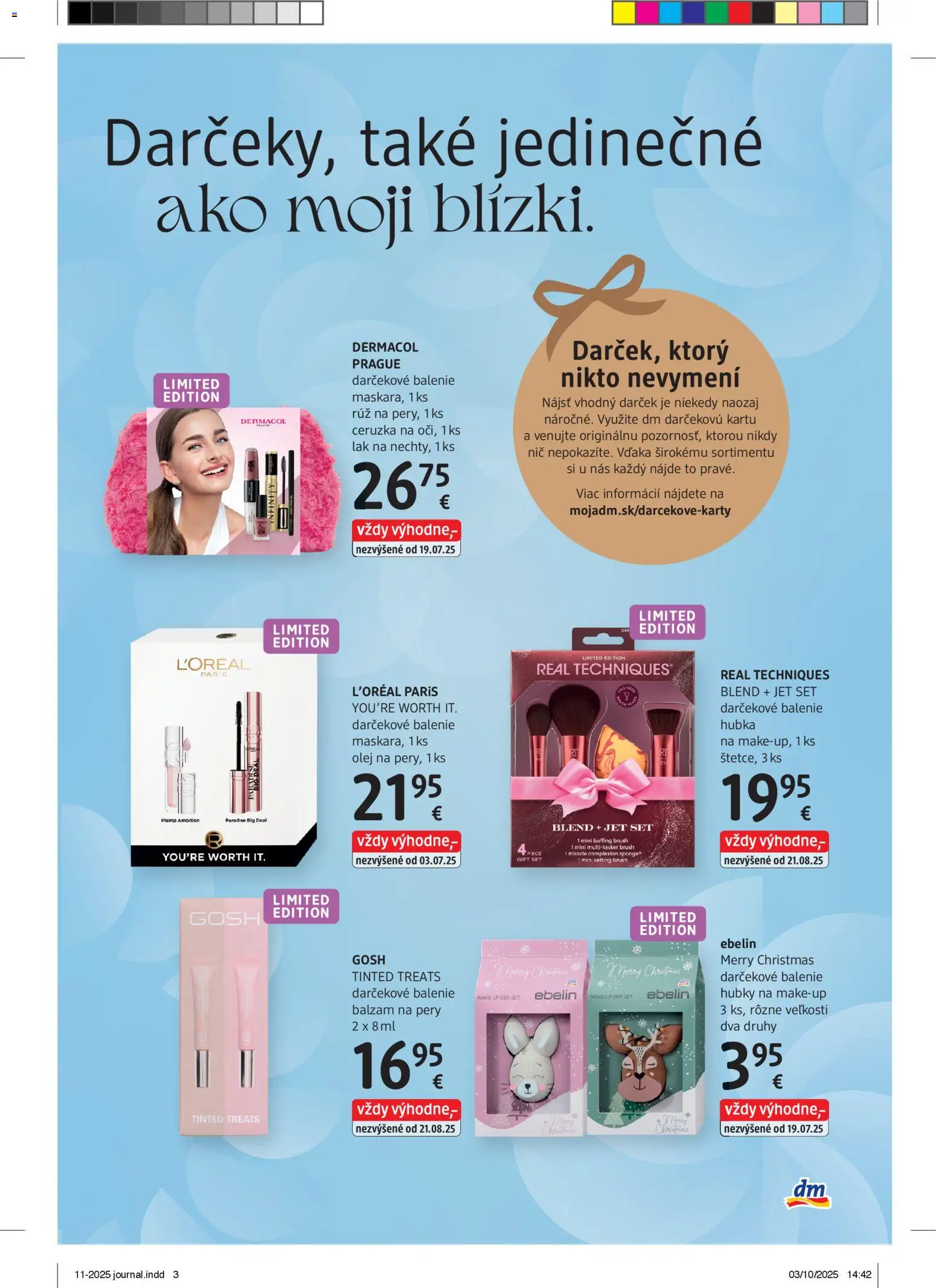 Nové dm drogerie akcie – leták je platný od 01.11.2025 | Strana: 3 | Produkty: Olej, Hubka, Ceruzka