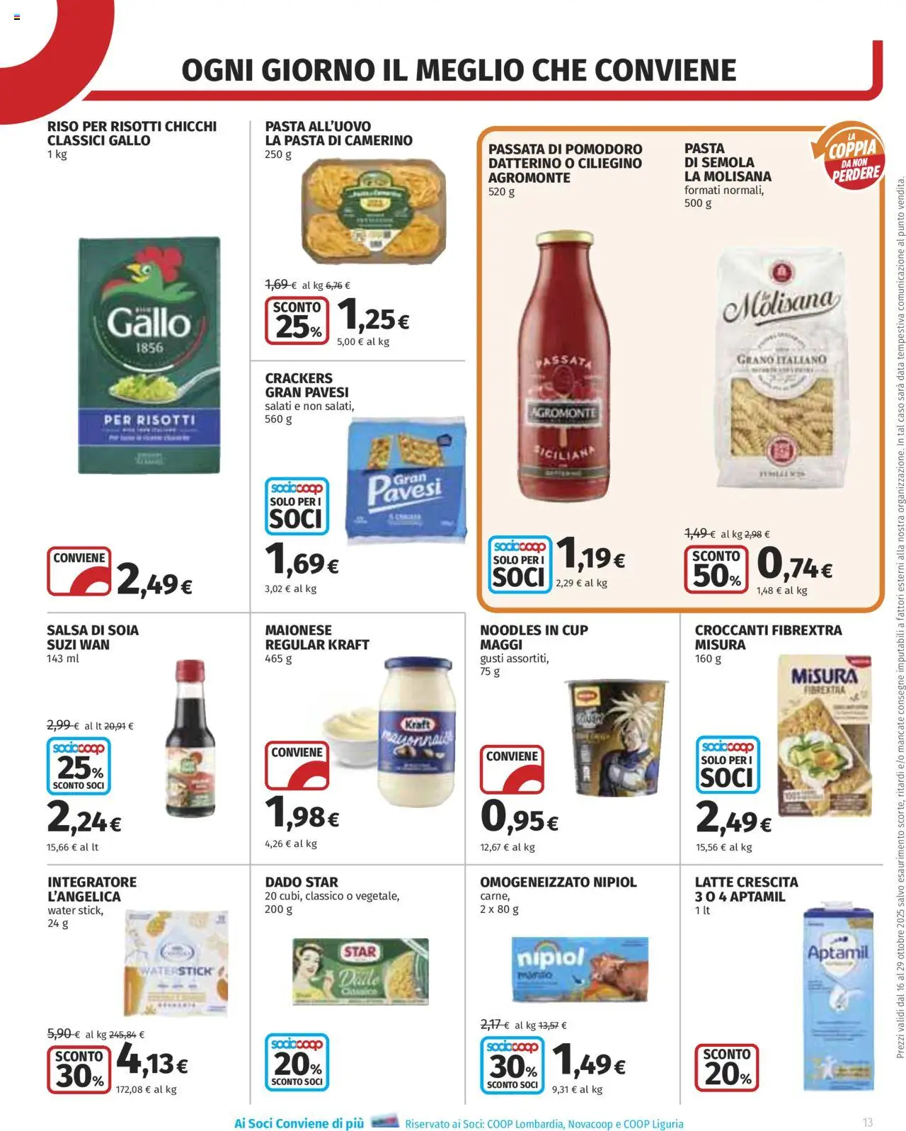 Volantino COOP del 16.10.2025 | Pagina: 13 | Prodotti: Riso, Salsa, Pomodoro, Latte