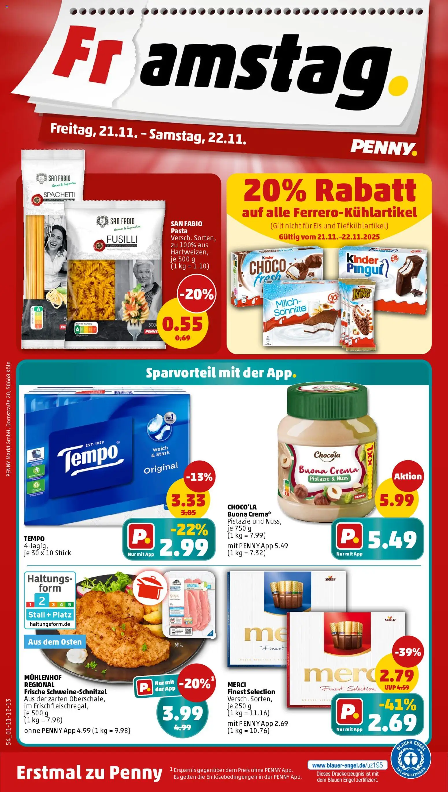 Penny Prospekt 	 – gültig ab 17.11.2025 | Seite: 42 | Produkte: Schnitzel, Tempo, Pasta, Eis