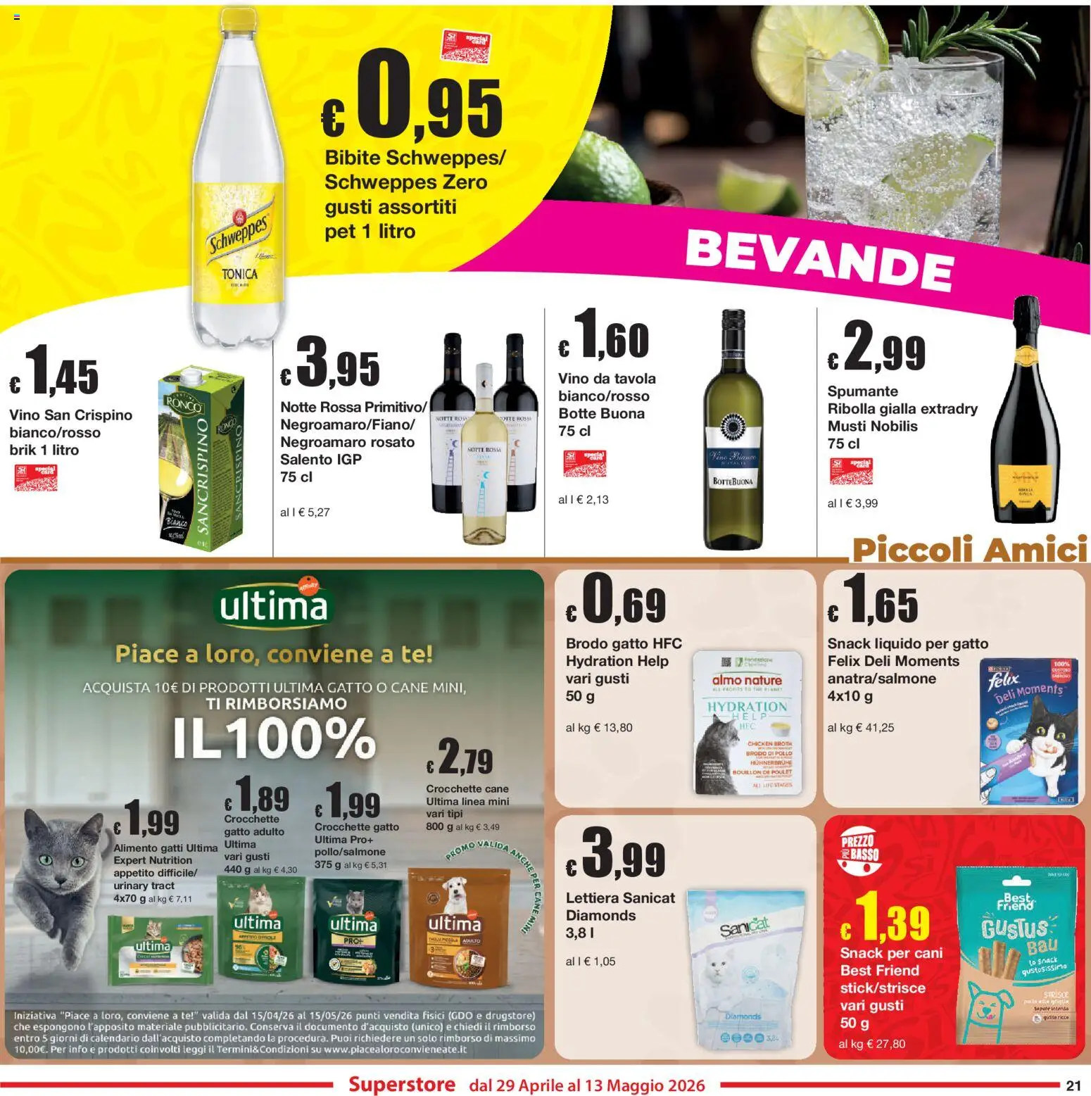 Volantino Sì con Te del 29.04.2026 | Pagina: 21 | Prodotti: Tè, Bibite, Crocchette cane, Crocchette gatto