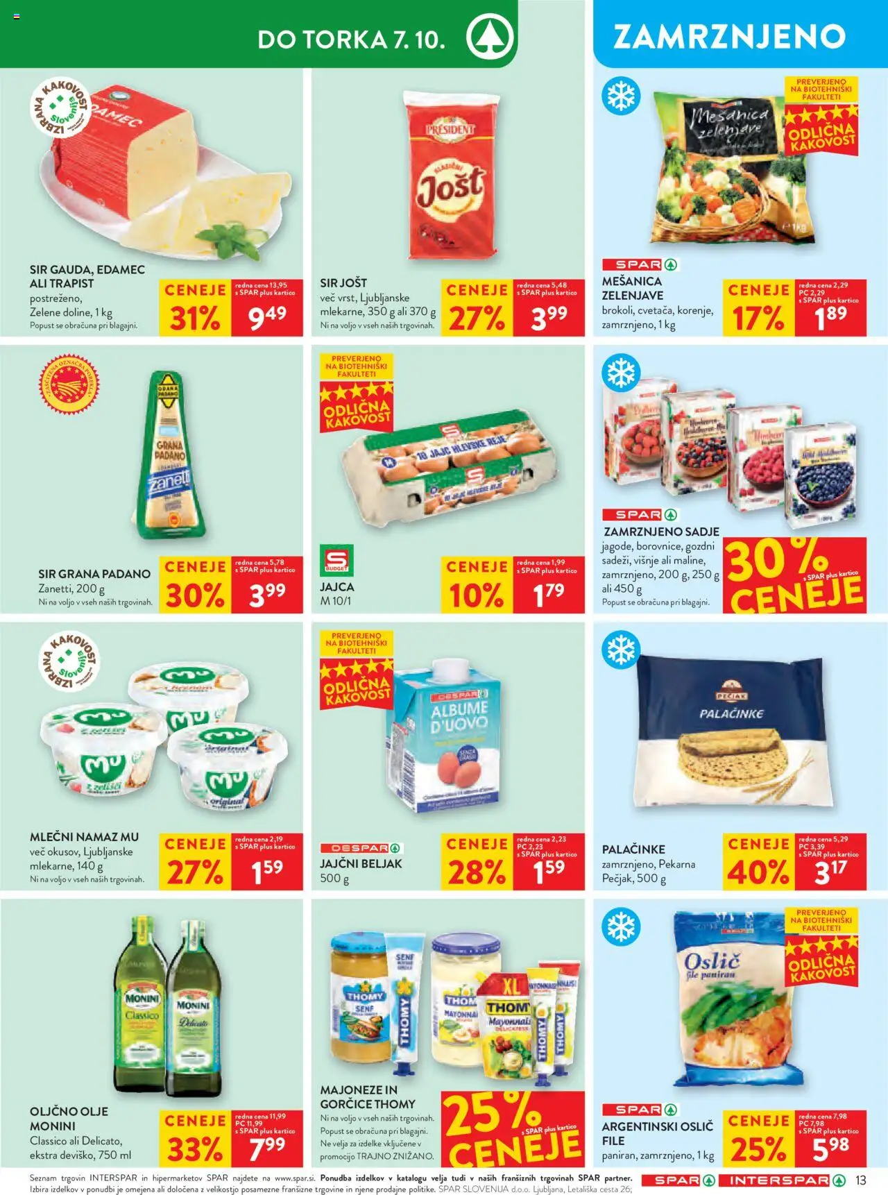 Novi Spar katalog ponudbe – veljaven od 01.10.2025 | Stran: 15 | Izdelki: Oslič, Palačinke, Jajca, Sadje