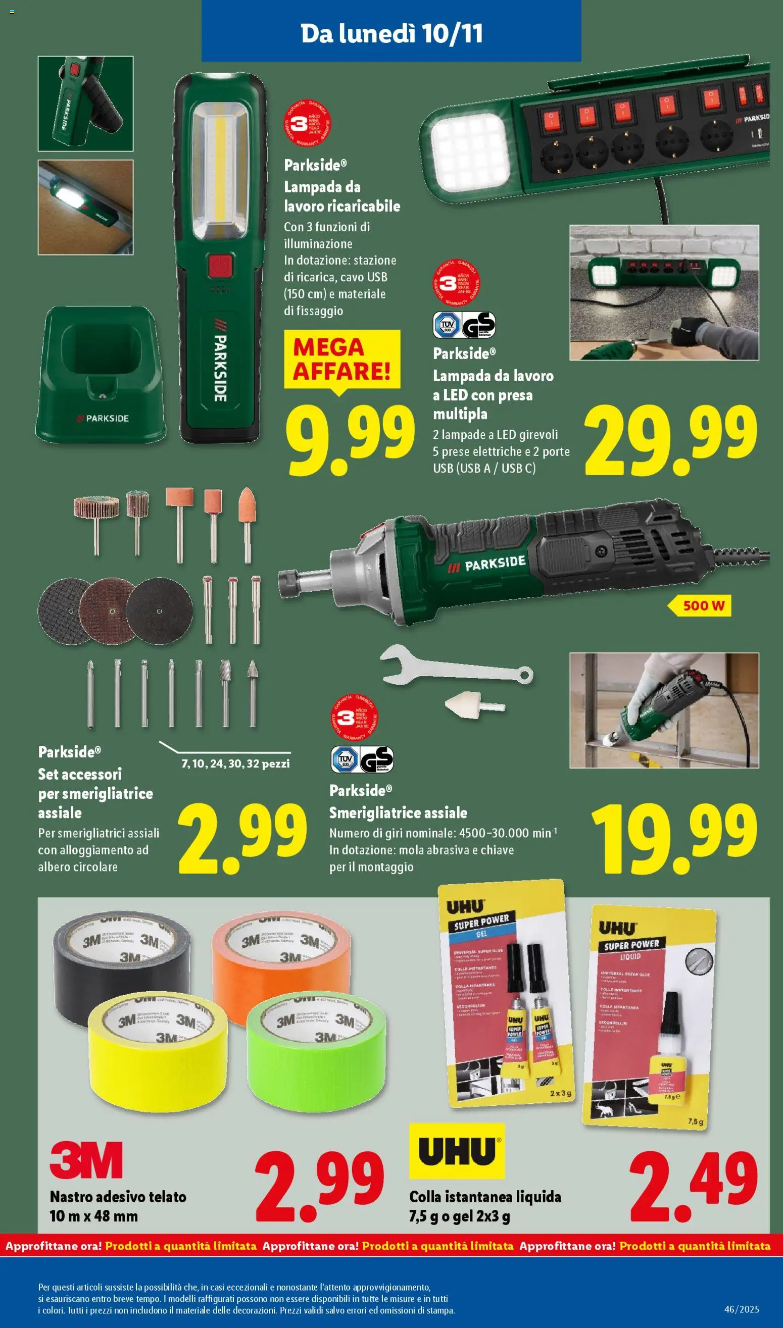 Volantino Lidl del 10.11.2025 | Pagina: 31 | Prodotti: Presa multipla, Nastro adesivo, Colla, USB