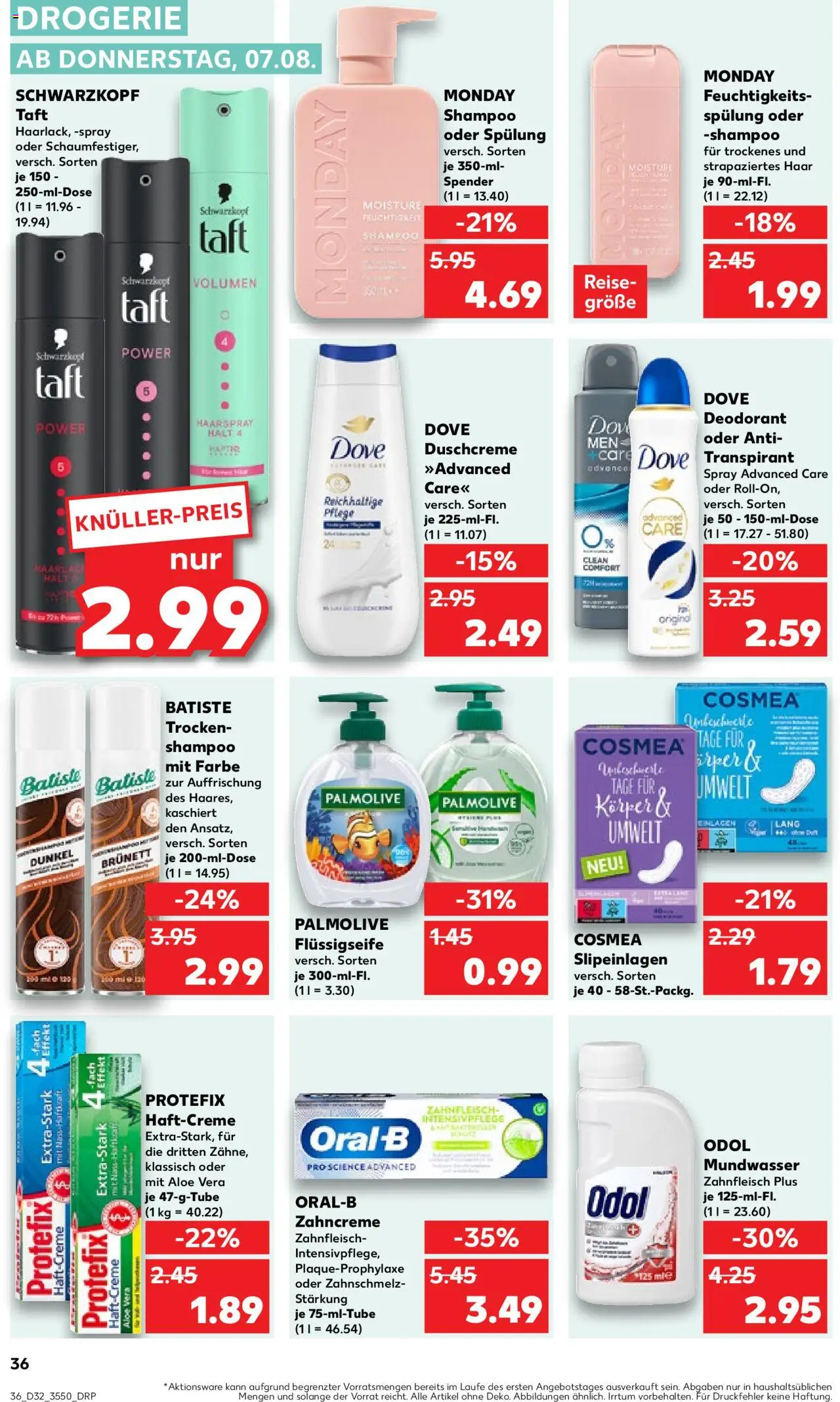 Kaufland prospekt Berlin	 - gültig ab dem 07.08.2025 | Seite: 36 | Produkte: Shampoo, Spülung, Mundwasser, Duschcreme