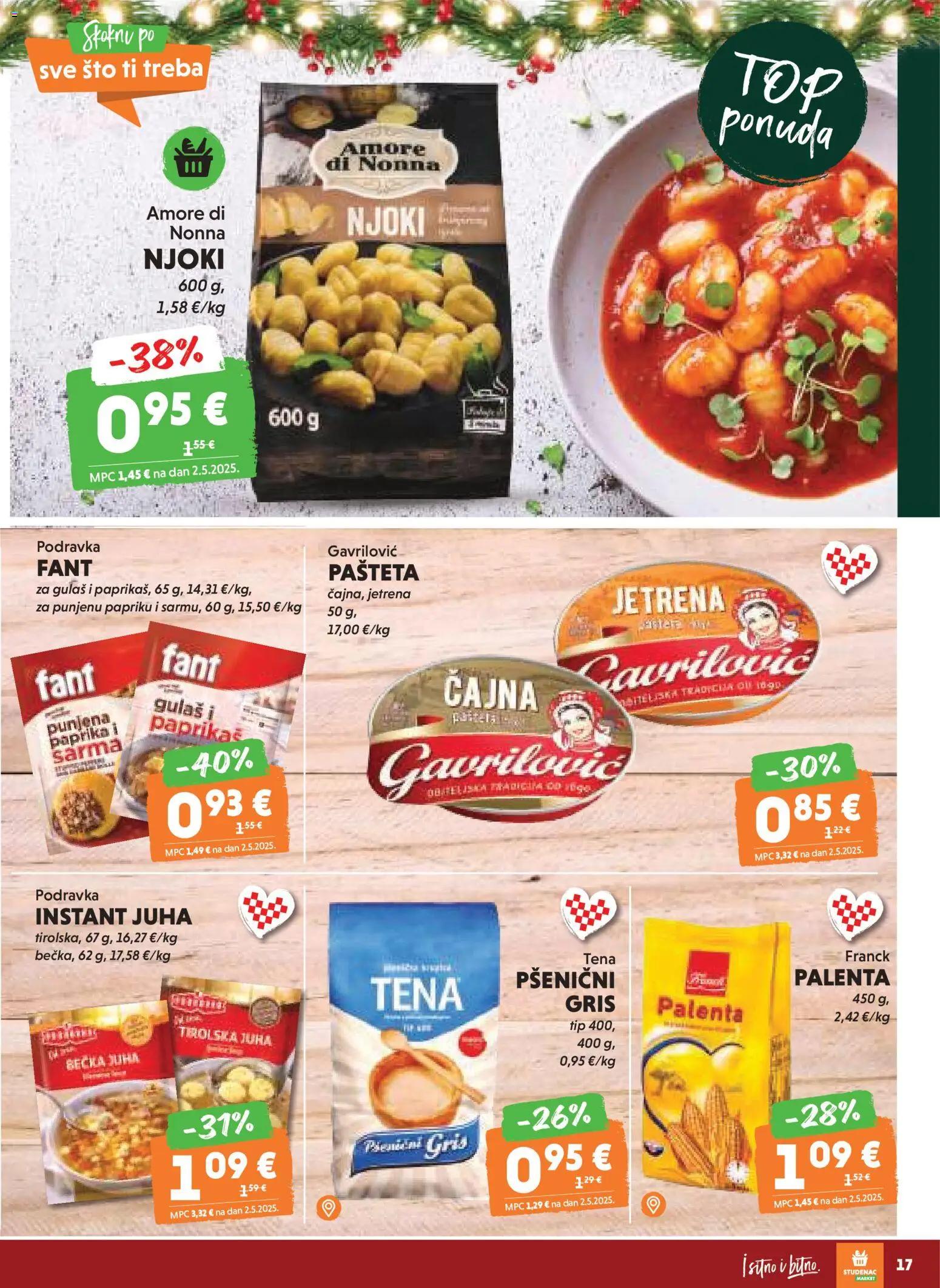 Studenac katalog | vrijedi od 02.01.2026 | Stranica: 17 | Proizvodi: Podravka, Njoki, Pašteta, Juha