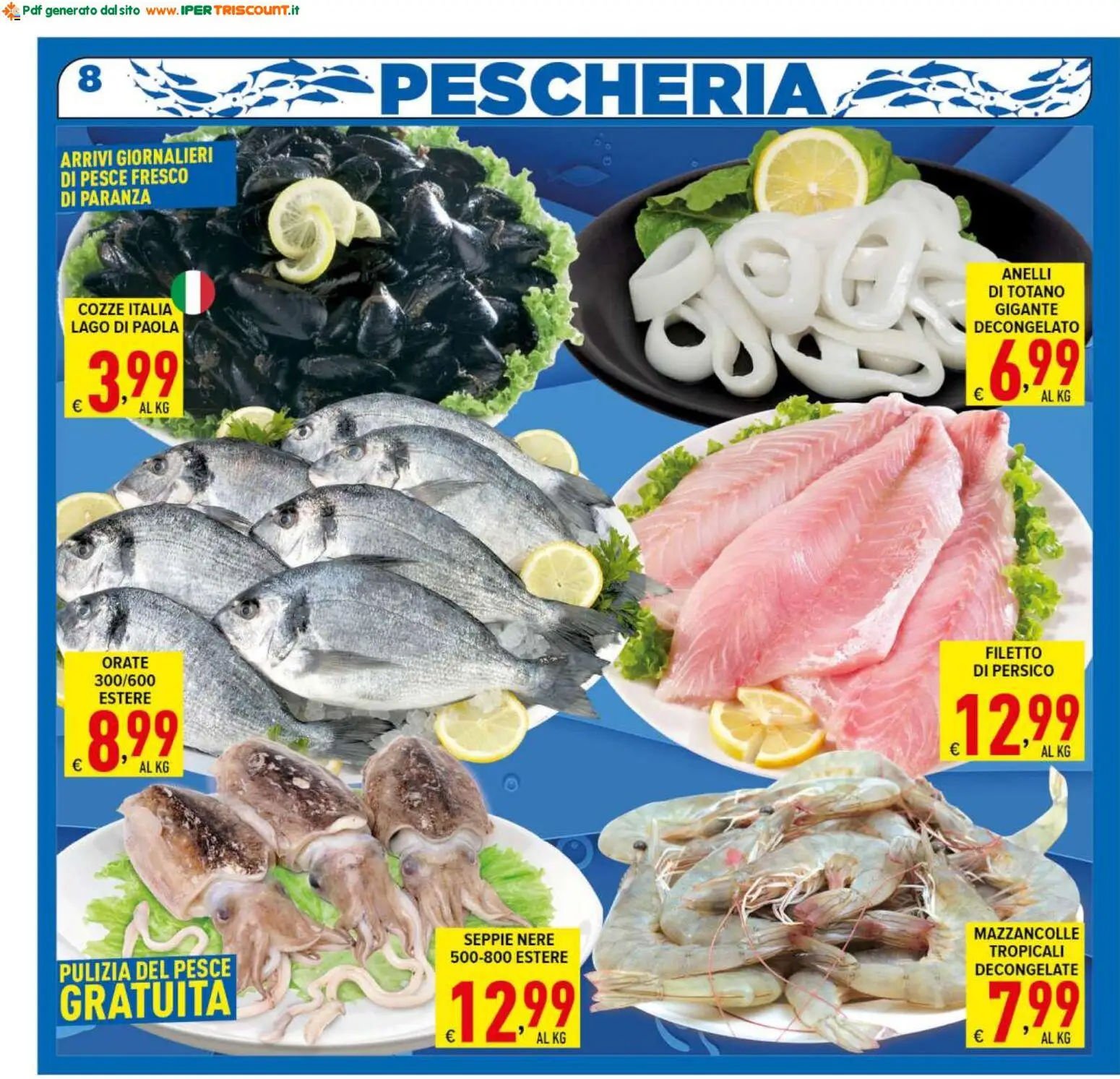 Volantino Ipertriscount del 25.02.2026 | Pagina: 8 | Prodotti: Pesce, Cozze, Mazzancolle, Totano