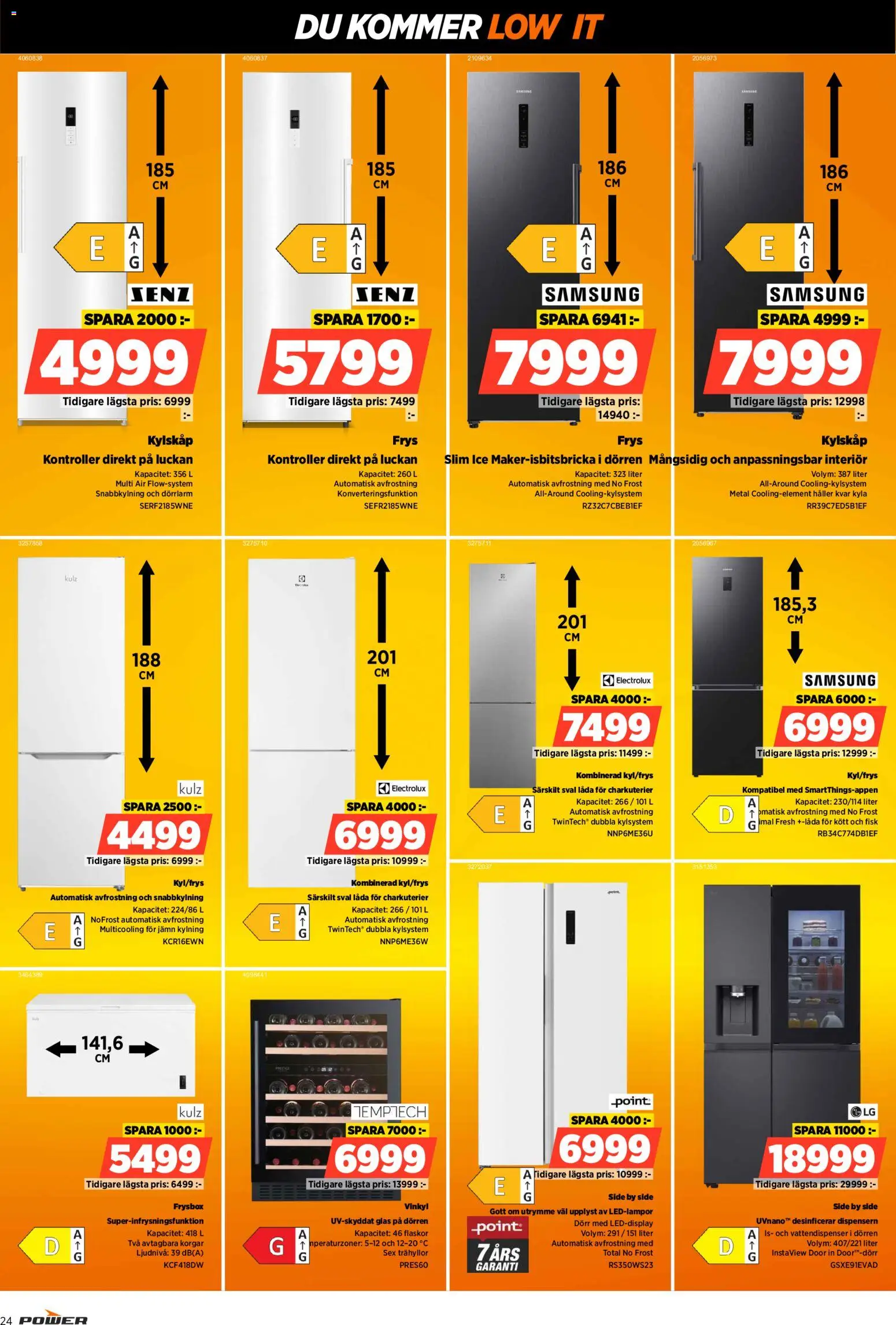 Power reklamblad aktuell från 16.03.2026 | Sida: 24 | Produkter: Vinkyl, Låda, Kylskåp, Frys