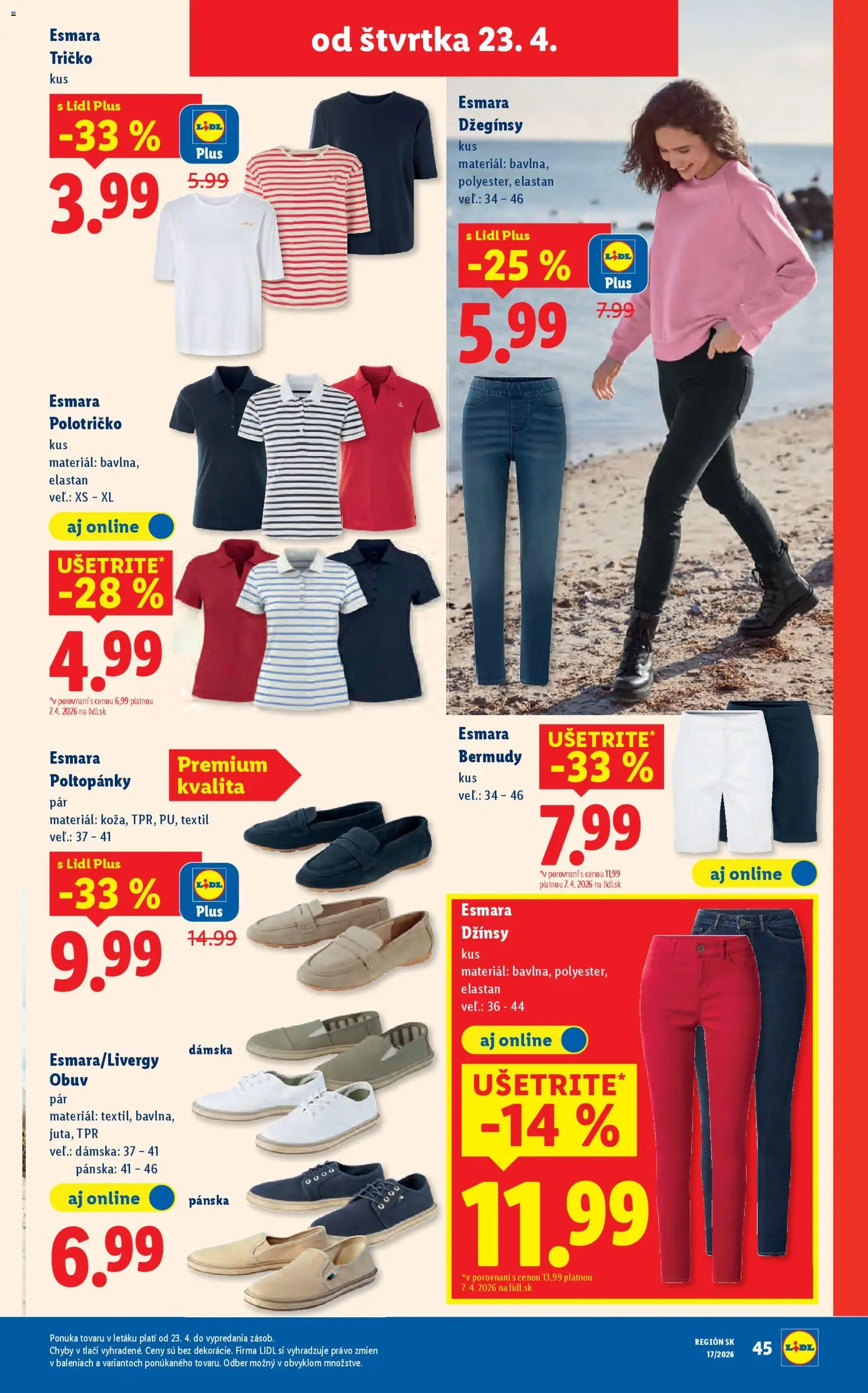 Nové Lidl akcie – leták je platný od 20.04.2026 | Strana: 83 | Produkty: Tričko, Poltopánky