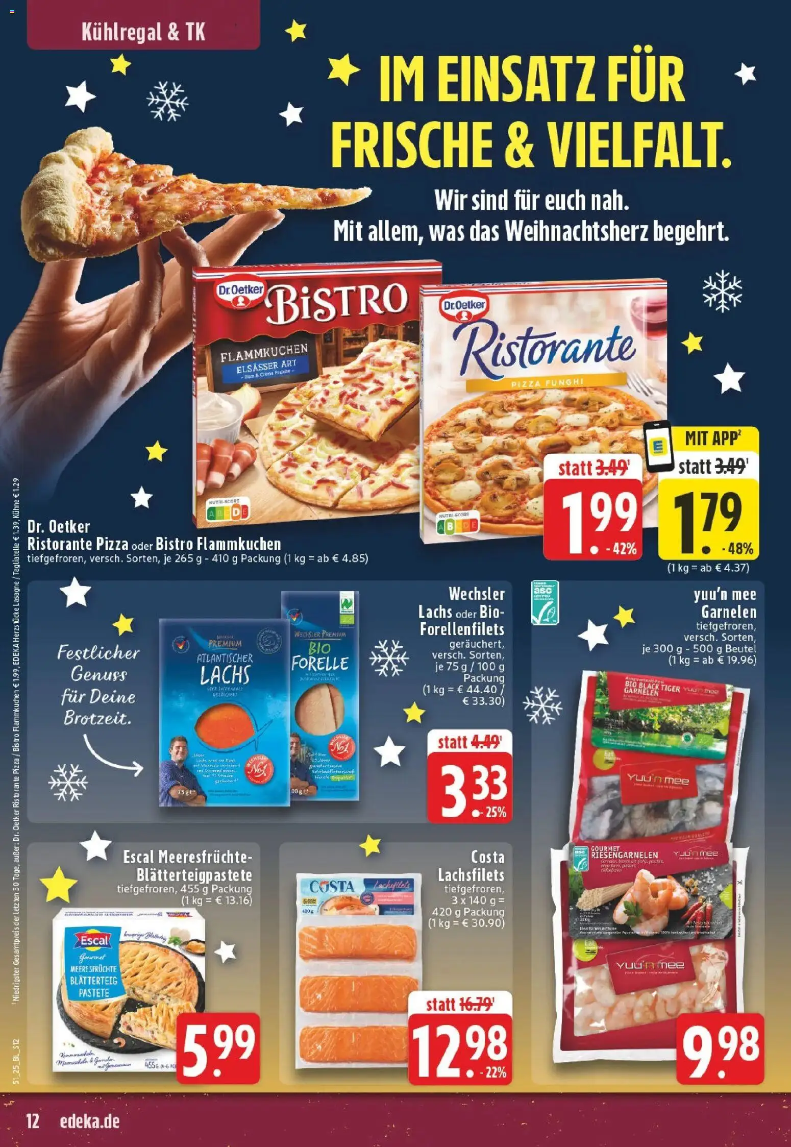 Edeka prospekt Lünen	 – gültig ab 15.12.2025 | Seite: 12 | Produkte: Ristorante, Lachs, Meeresfrüchte, Pizza