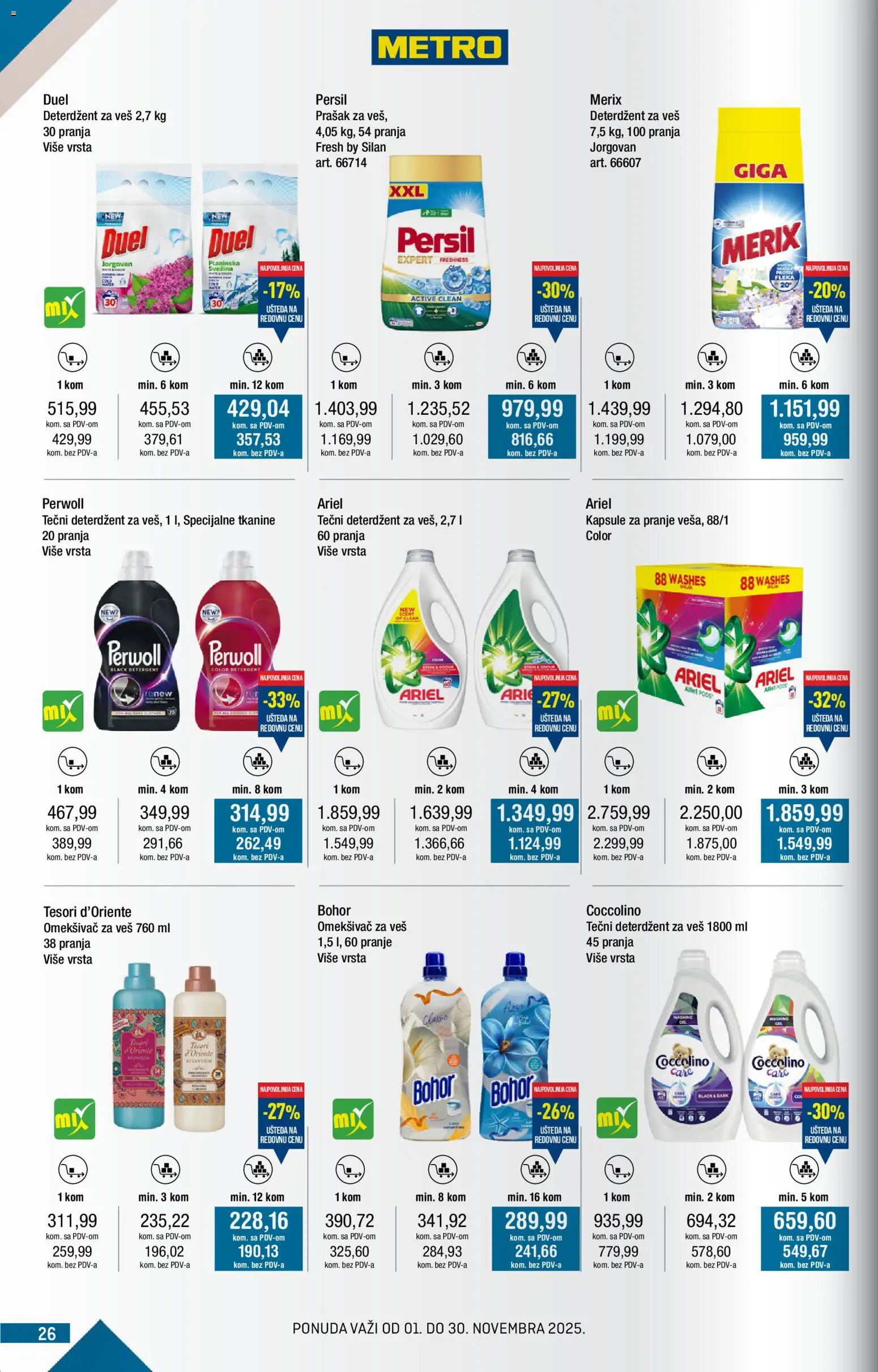 Metro katalog - važi od 01.11.2025 | Strana: 26 | Proizvode: Deterdžent, Kapsule, Persil, Omekšivač za veš