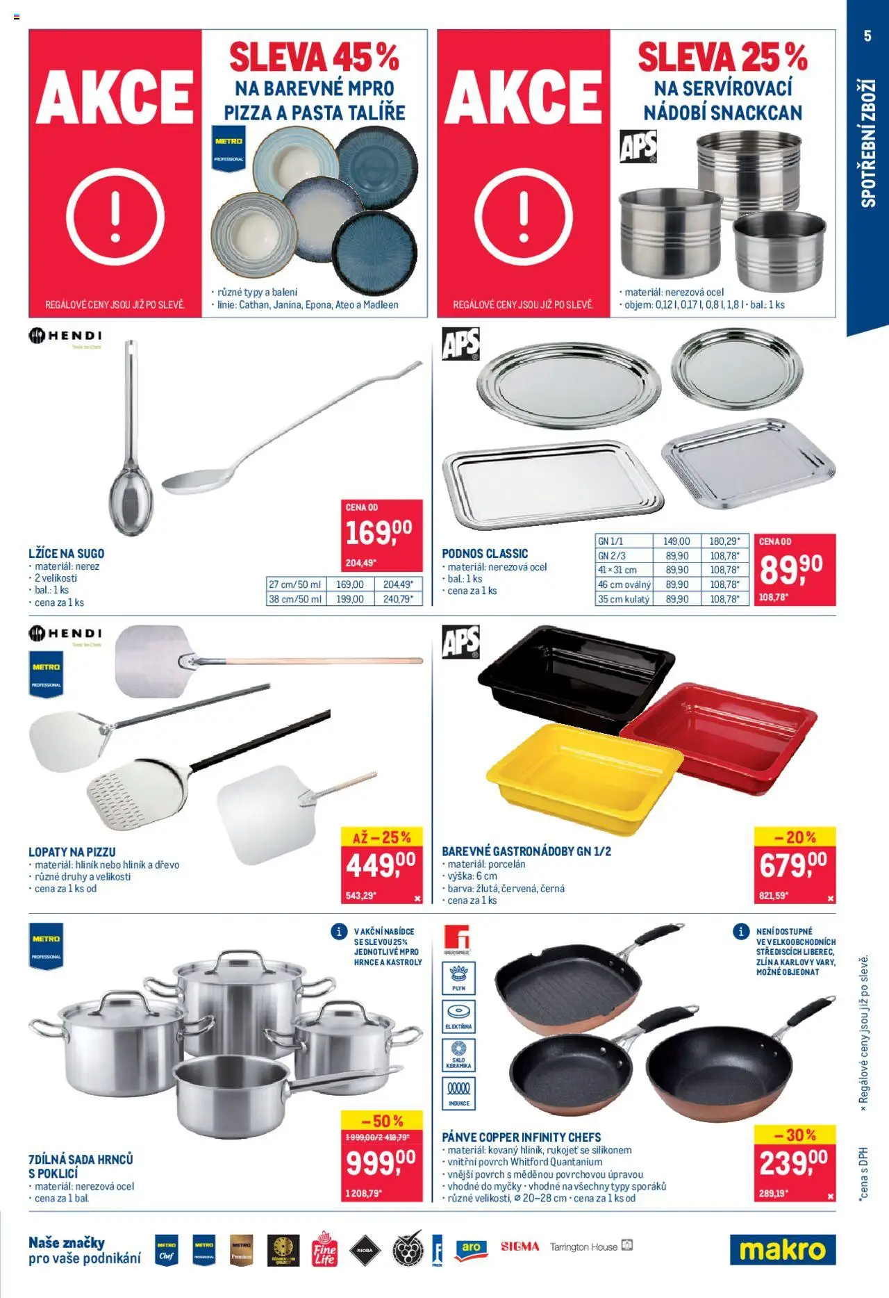 Makro leták - Spotřební zboží od 10.09.2025 | Strana: 5 | Produkty: Talíře, Podnos, Hrnce, Pizza